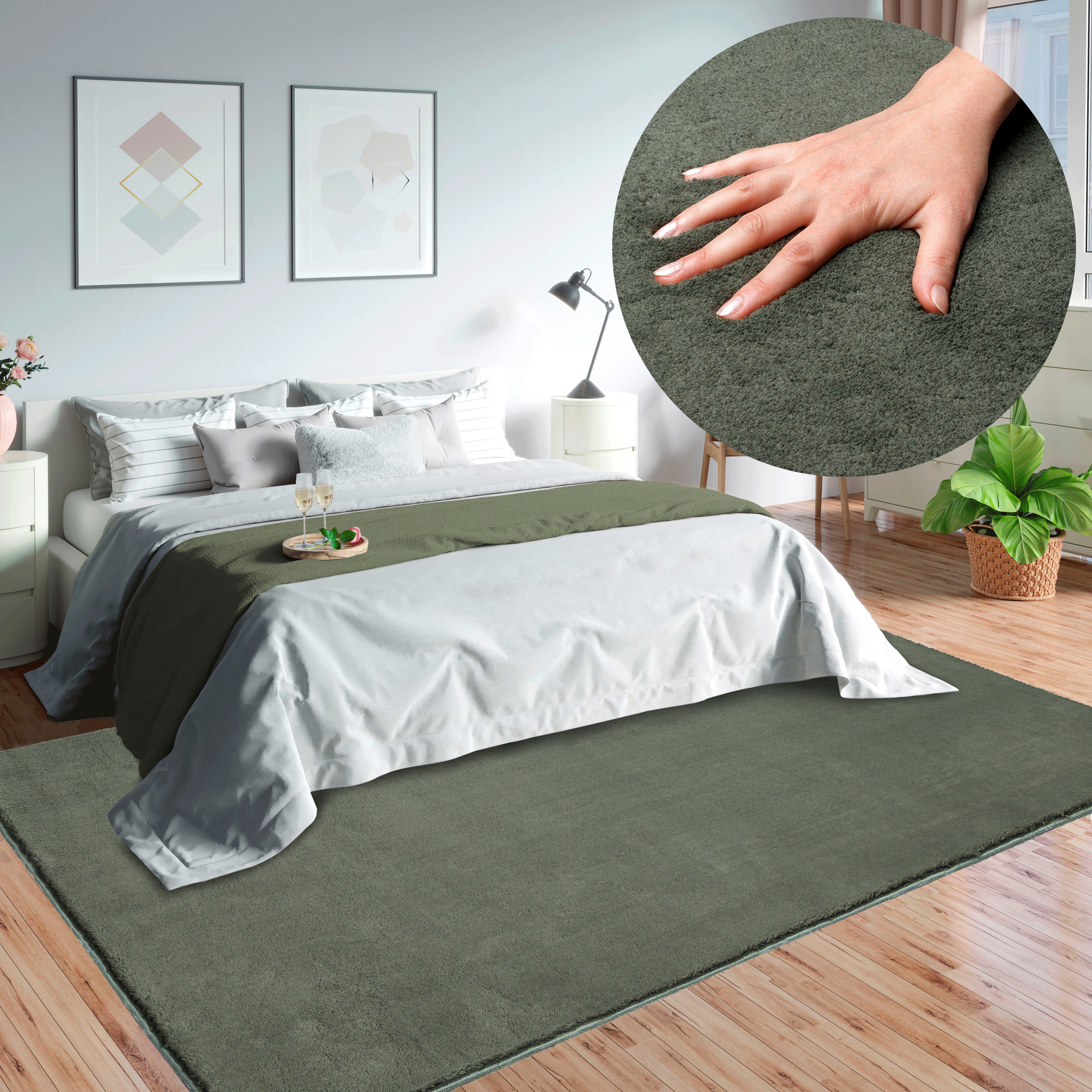 merinos Vloerkleed Loft 37, vloerkleed van imitatiebont zacht en knus, bont gevoel, anti-slip onderkant, moderne vloerkleden maat 160 cm x 220 cm x