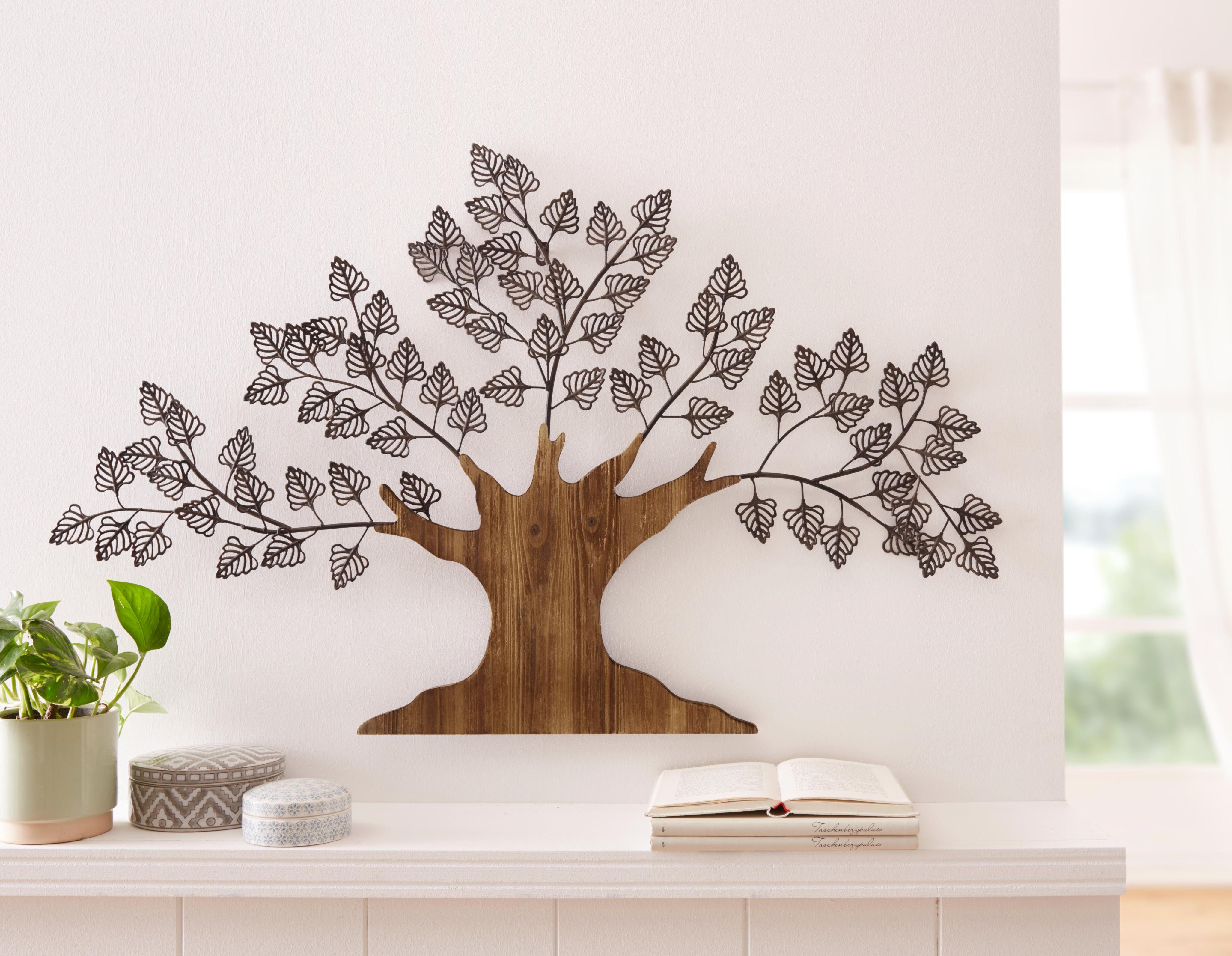 HOFMANN LIVING AND MORE Sierobject voor aan de wand Boom Materiaalmix van metaal en hout