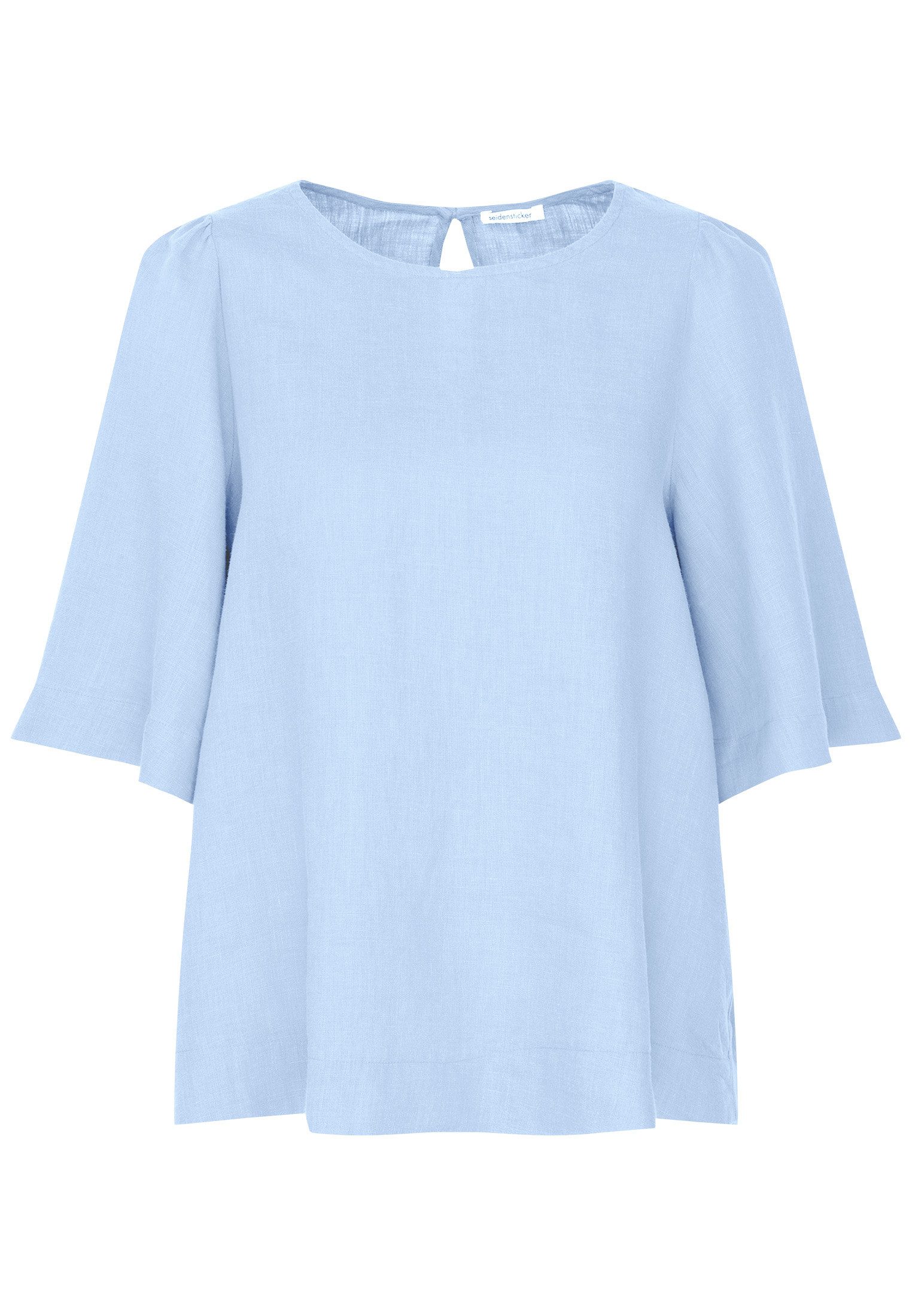 seidensticker Shirtblouse Zwarte roos Korte mouwen ronde hals uni