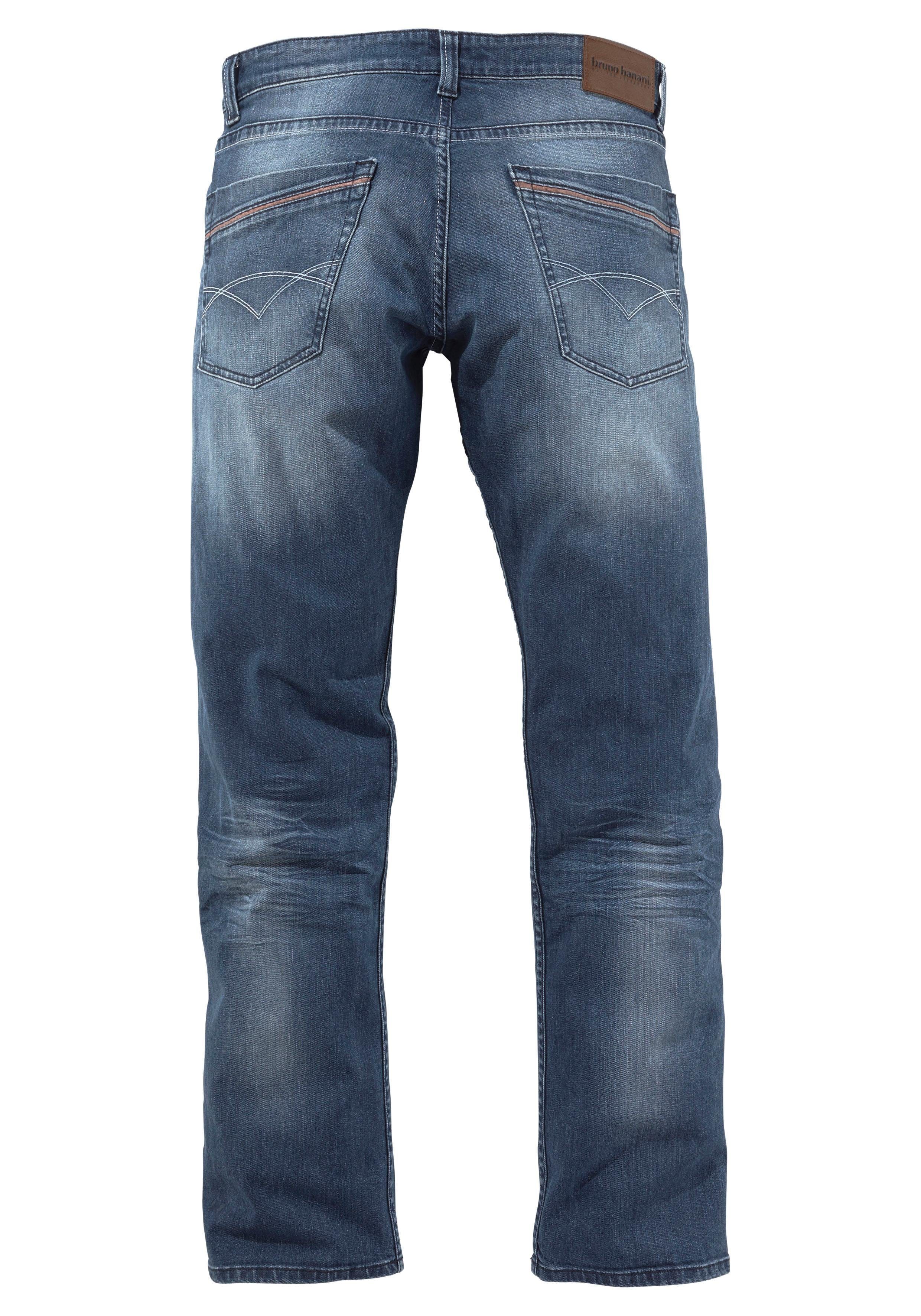 Bruno Banani Straight jeans Dylan rechte pasvorm, used-wassing, lage taille