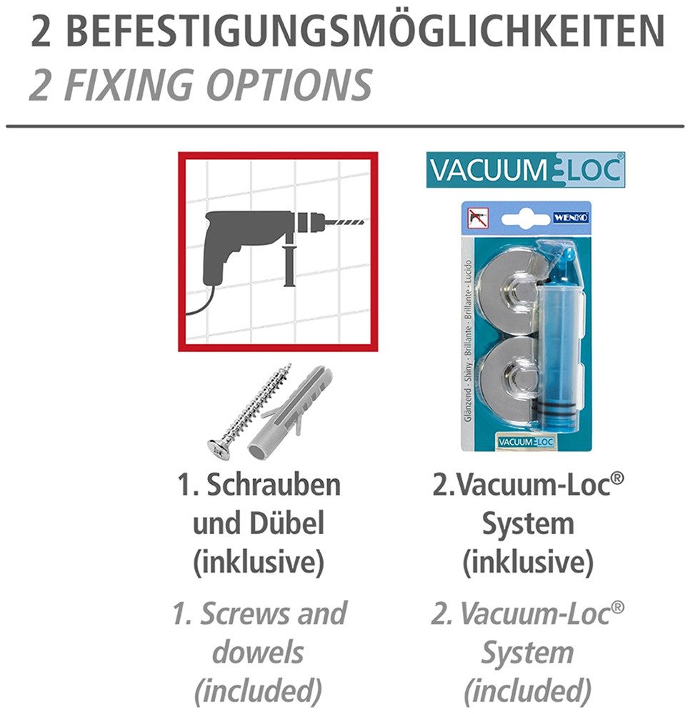 WENKO Toiletrolhouder Vacuum-Loc® model Capri van zinkgietwerk, bevestiging zonder boren