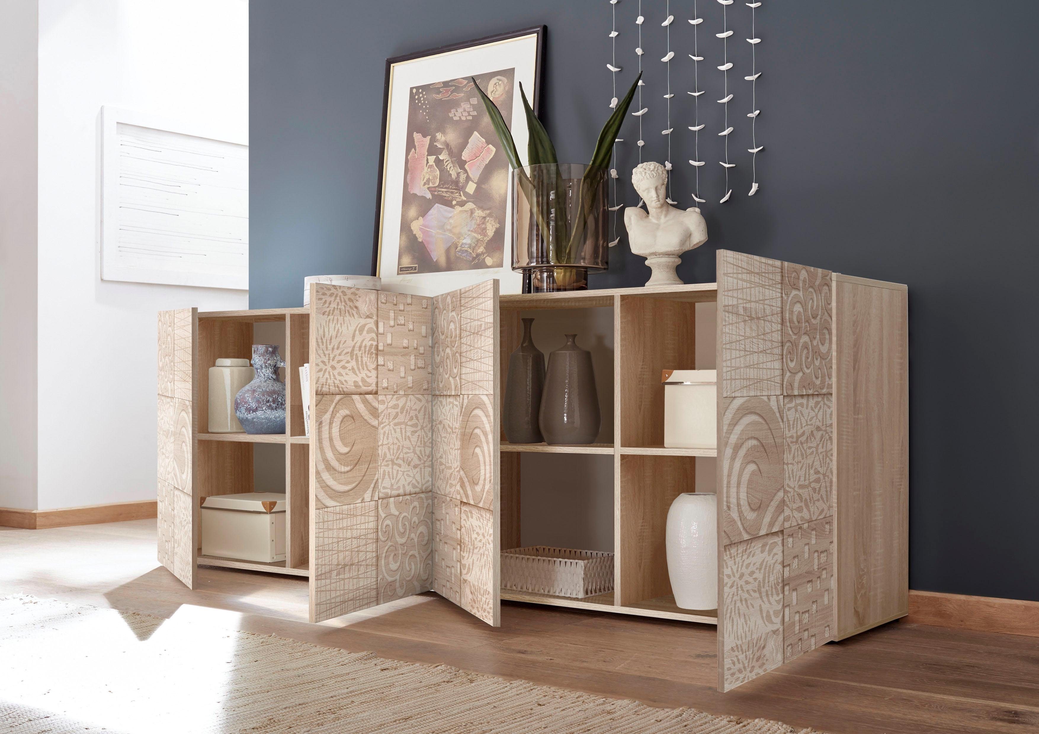 INOSIGN Dressoir Miro Breedte 241 cm met decoratieve zeefdruk