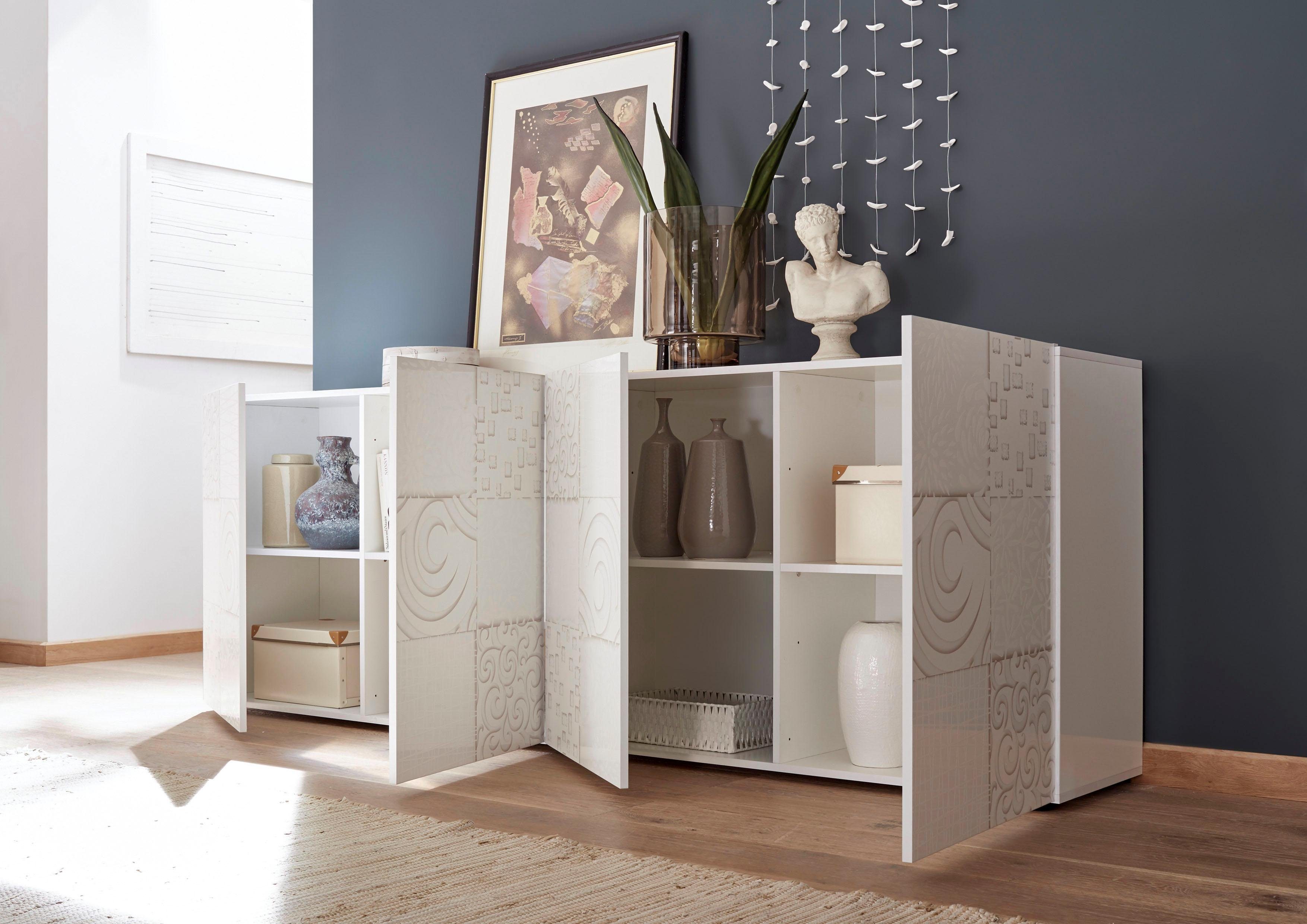 INOSIGN Dressoir Miro Breedte 241 cm met decoratieve zeefdruk