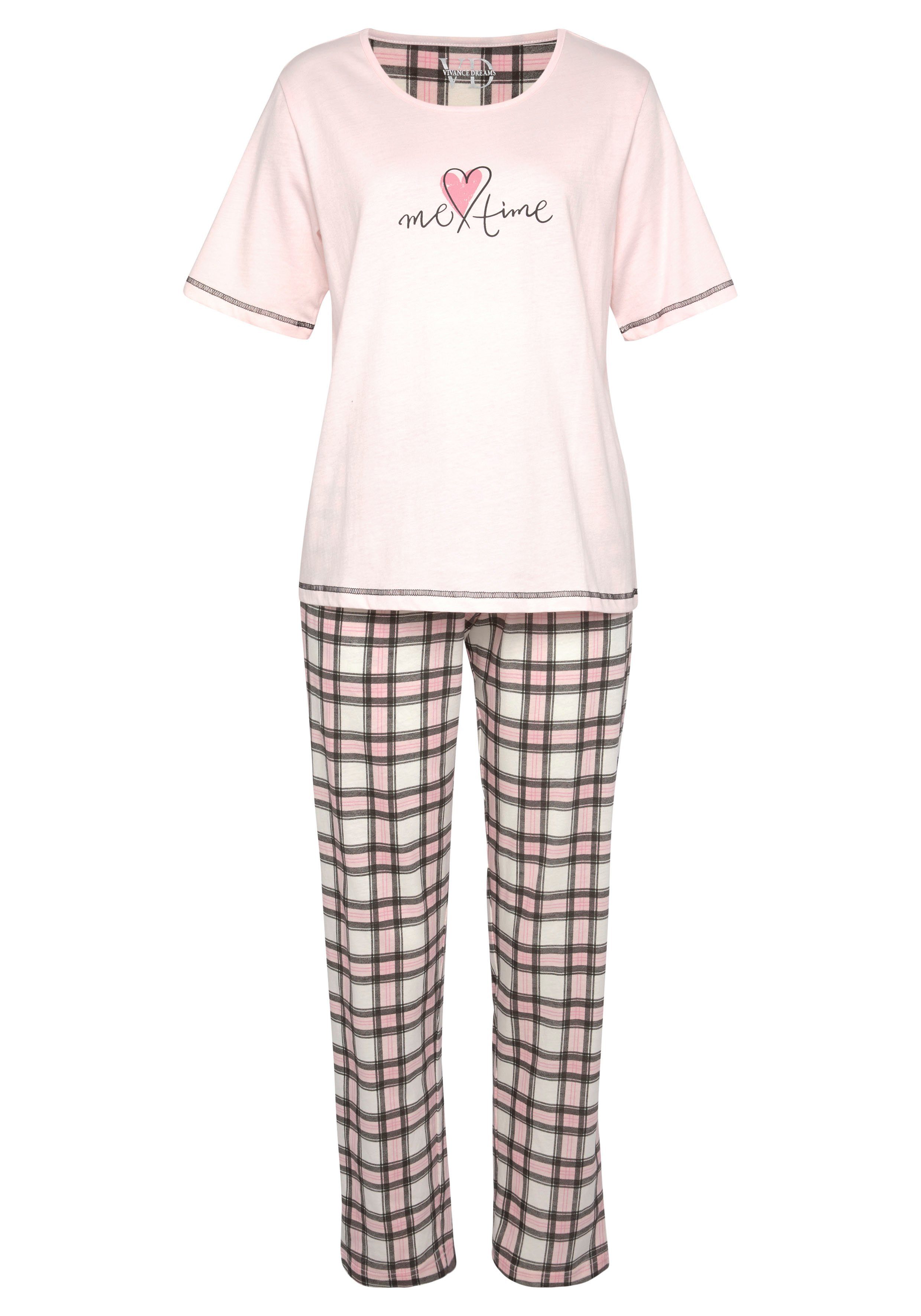 Vivance Dreams Pyjama in dubbelpack met ruitpatroon (4-delig, Set van 2)