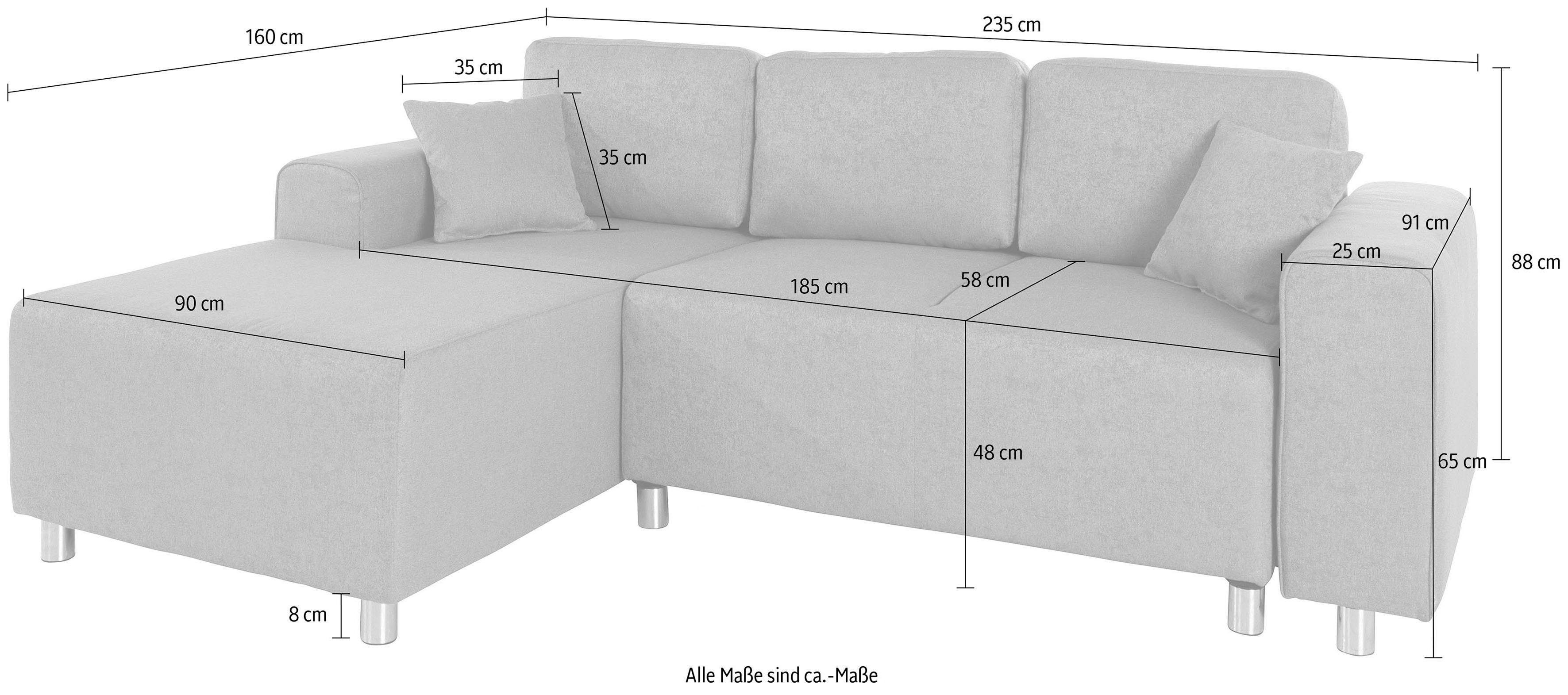 Guido Maria Kretschmer Home&Living Hoekbank Györ L-vorm, optioneel met bedfunctie en bedlade inclusief 2 sierkussens