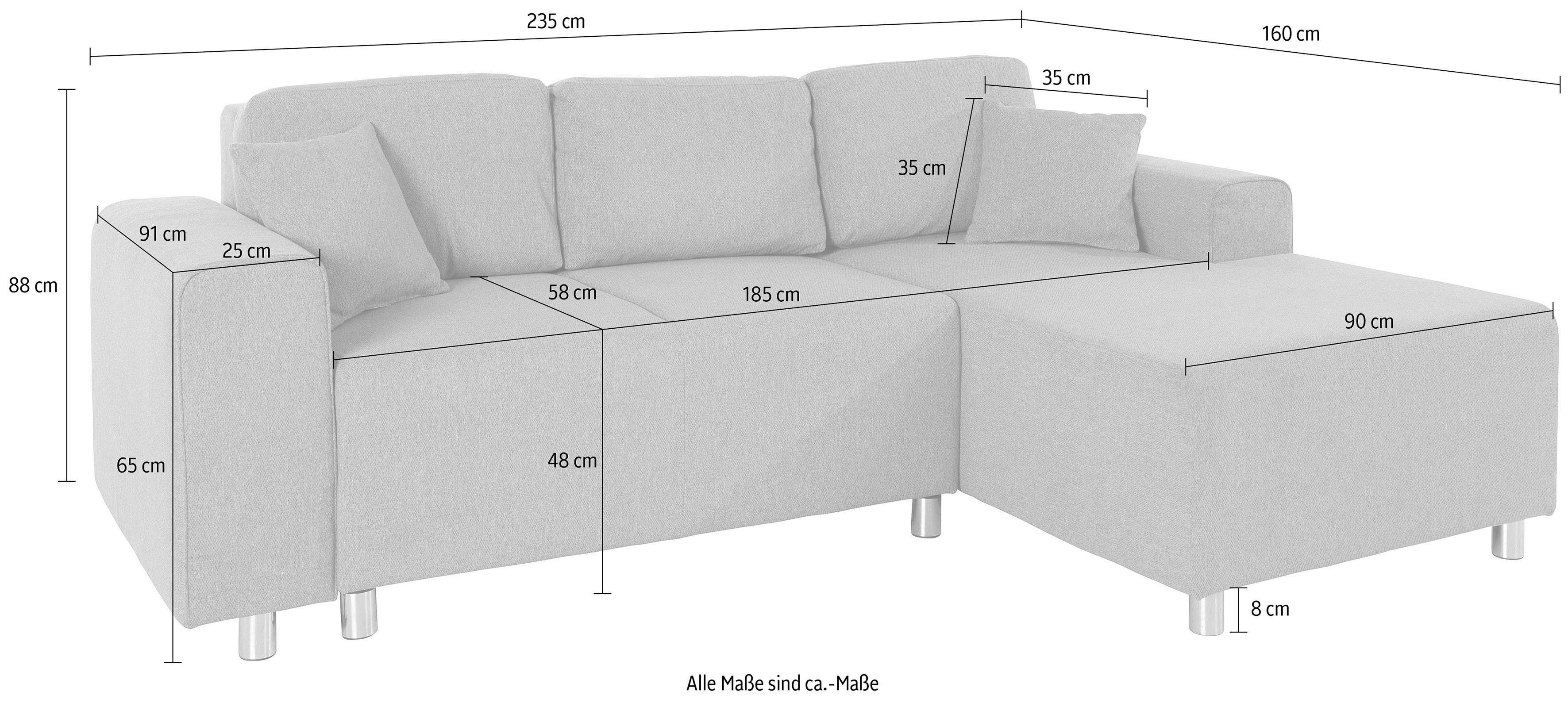 Guido Maria Kretschmer Home&Living Hoekbank Györ L-vorm, optioneel met bedfunctie en bedlade inclusief 2 sierkussens