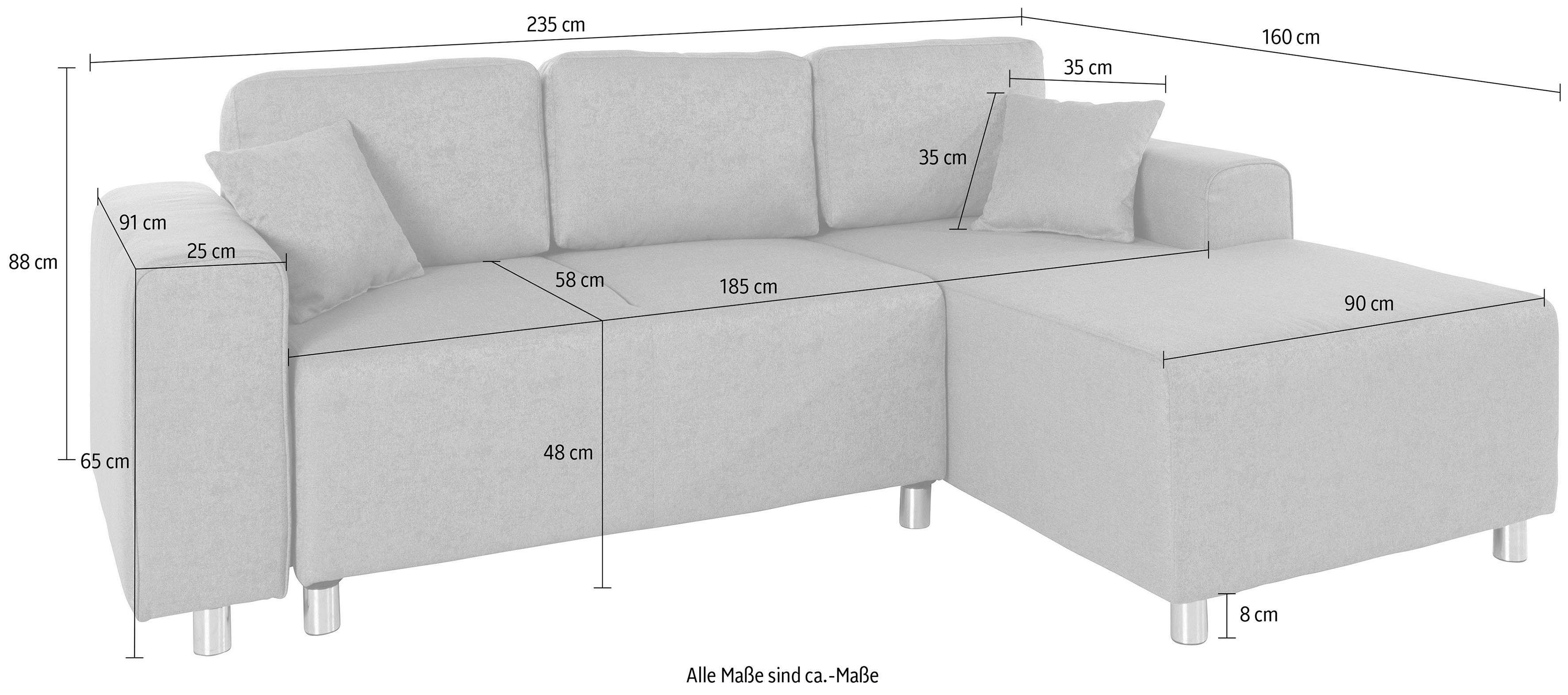 Guido Maria Kretschmer Home&Living Hoekbank Györ L-vorm, optioneel met bedfunctie en bedlade inclusief 2 sierkussens