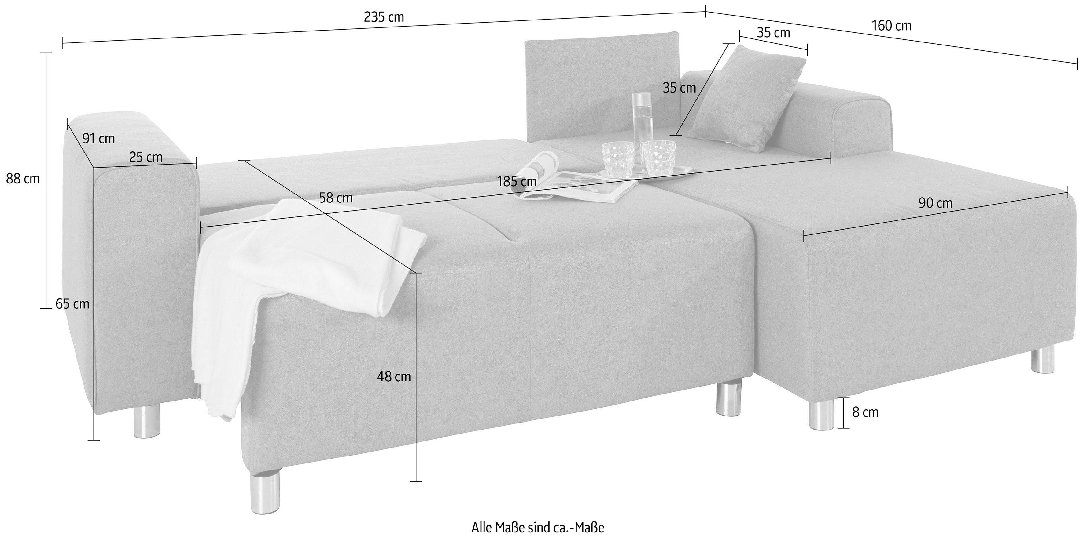 Guido Maria Kretschmer Home&Living Hoekbank Györ L-vorm, optioneel met bedfunctie en bedlade inclusief 2 sierkussens