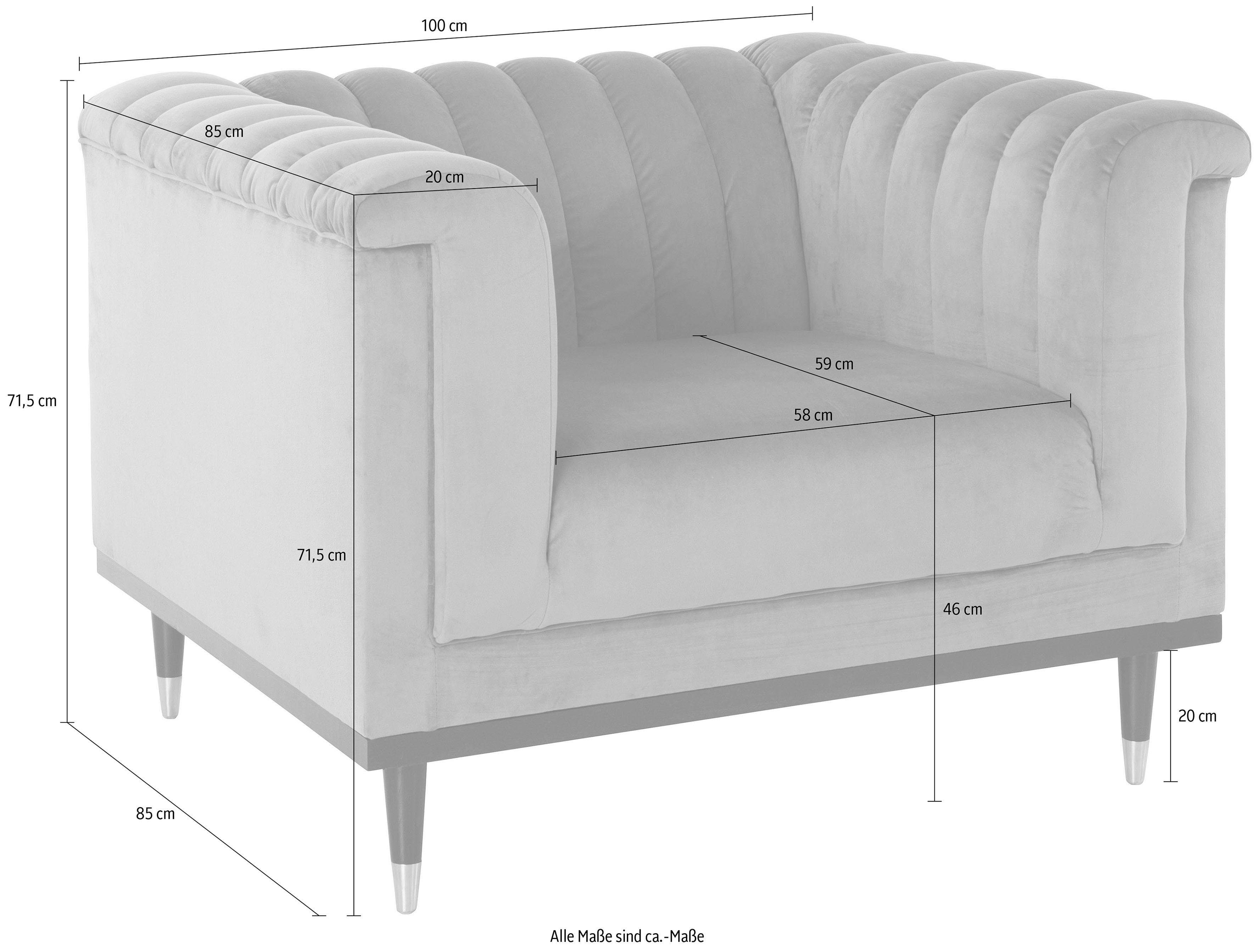 Guido Maria Kretschmer Home&Living Fauteuil Chamby met houten rand onder en stiksels bij de leuning