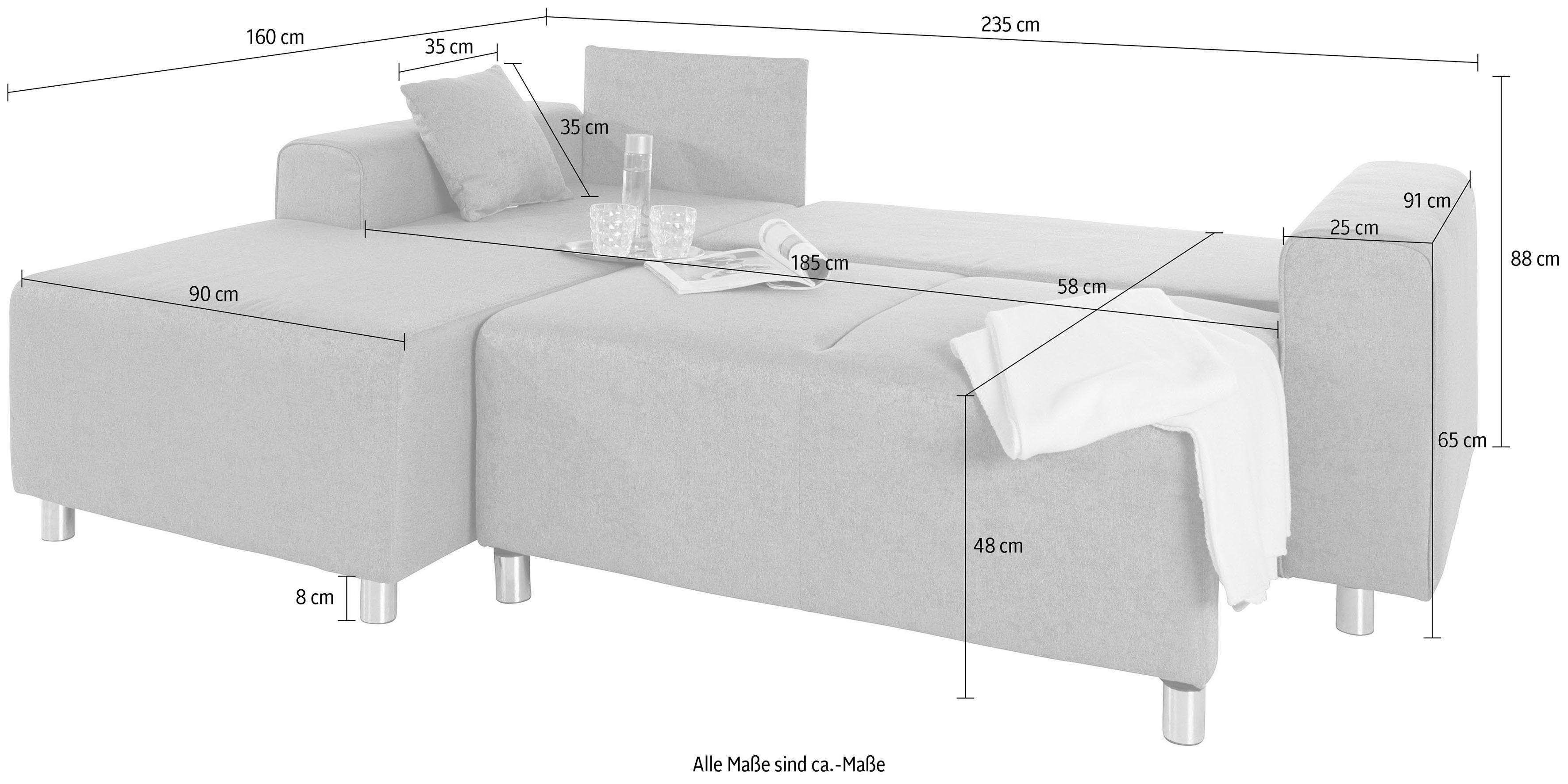 Guido Maria Kretschmer Home&Living Hoekbank Györ L-vorm, optioneel met bedfunctie en bedlade inclusief 2 sierkussens