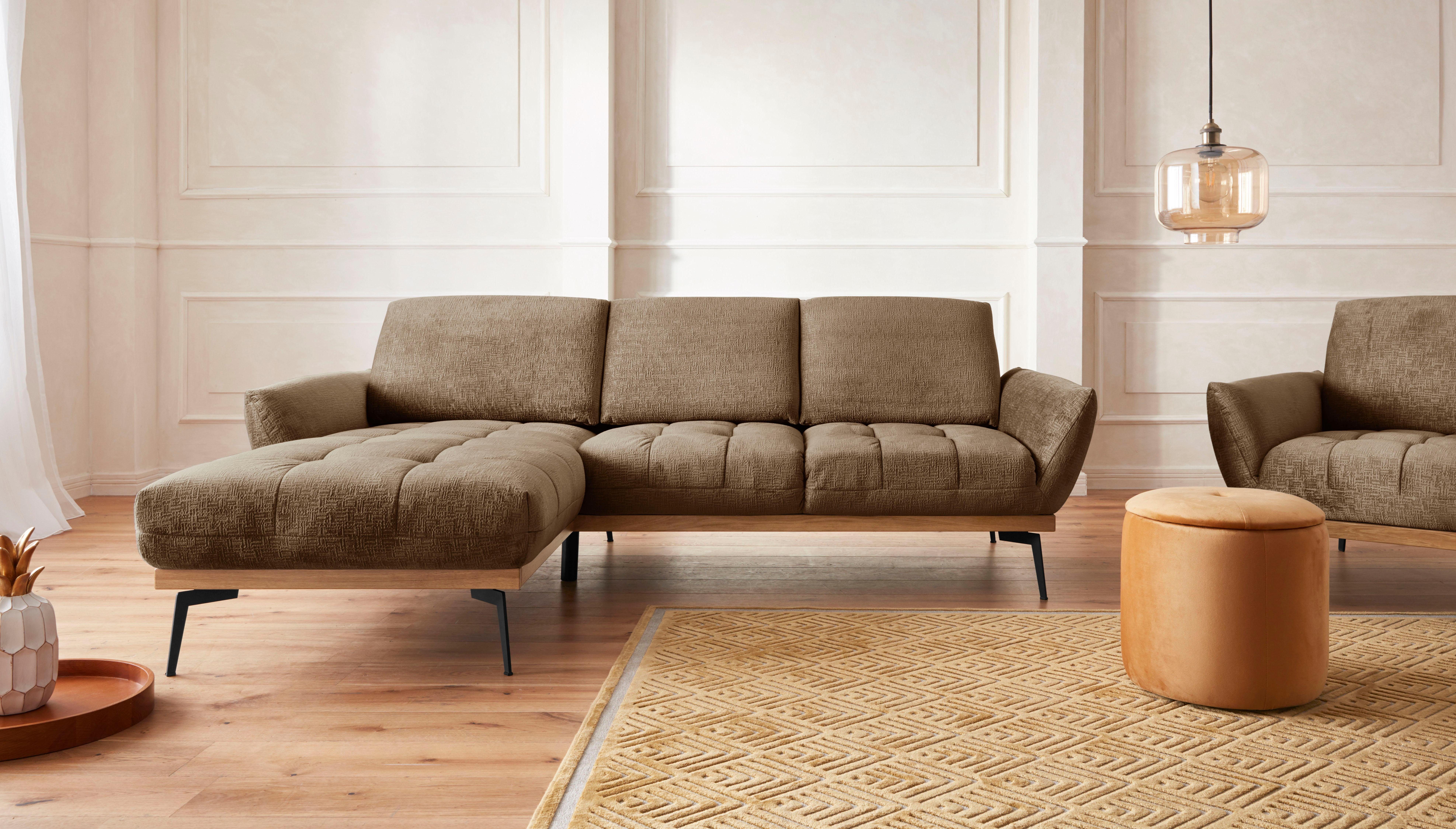 exxpo - sofa fashion Hoekbank Palic, incl. rugverstelling, comfortabel, elegant, breedte 245cm, L-vorm bruin, hoekbanken, 245 cm