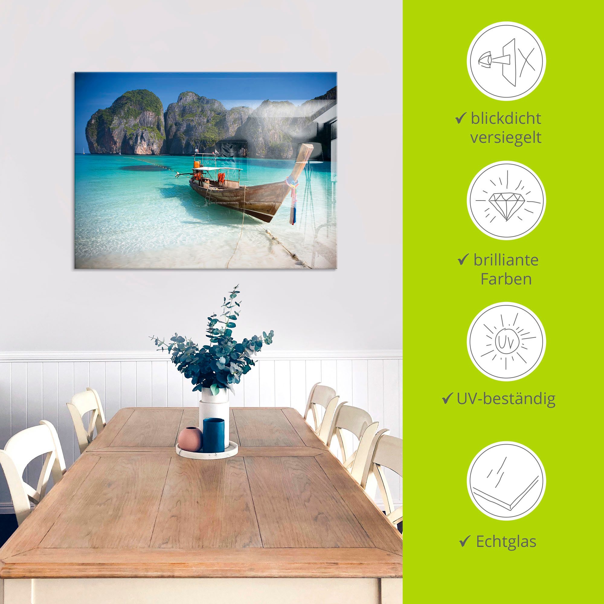 Artland Print op glas Maya Bay, Koh Phi Phi Leh, Thailand