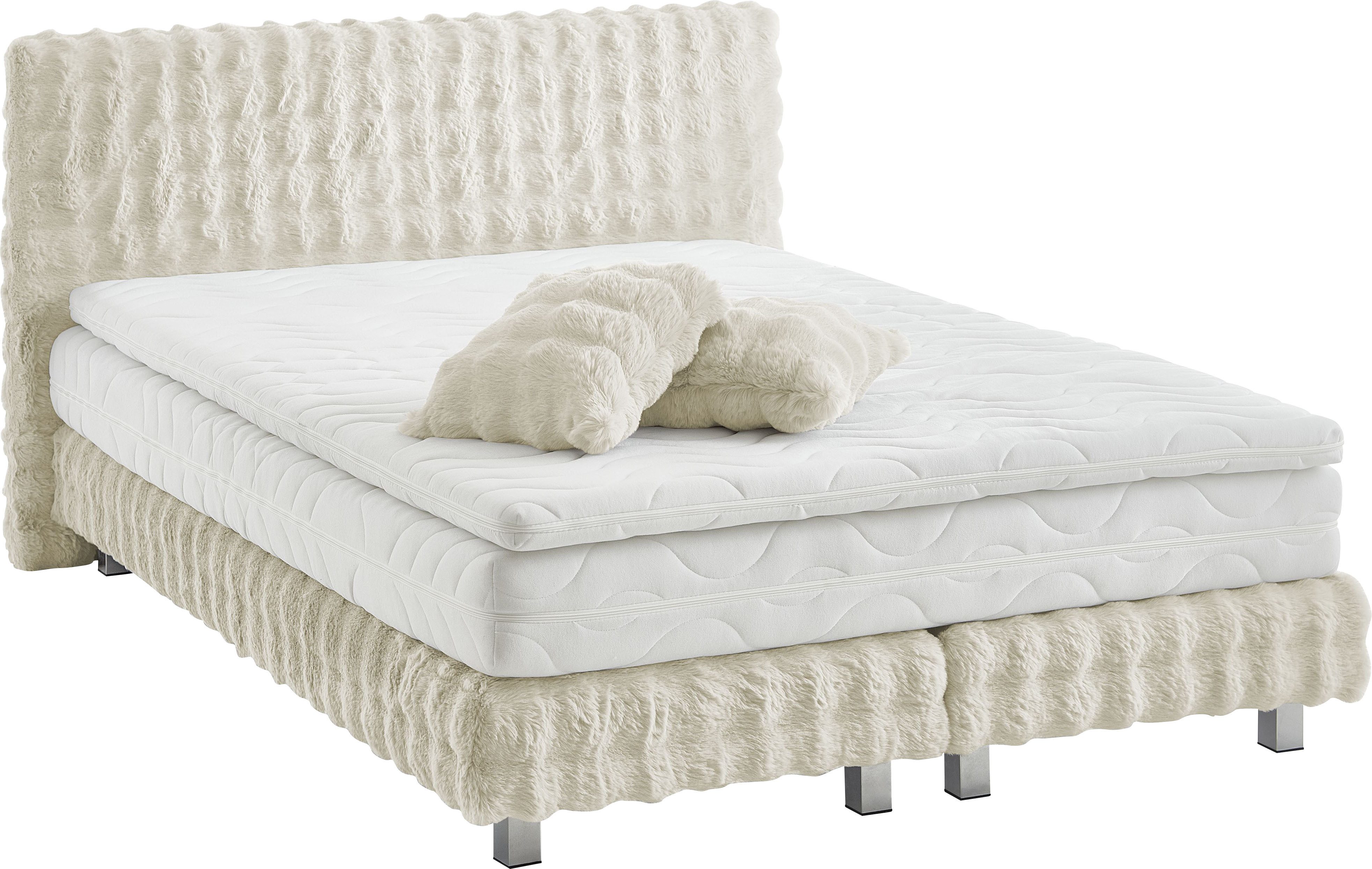 Westfalia Polsterbetten Boxspring Sendai Faux bont HIGHLIGHT, optioneel matrassen in H2,H3,H4