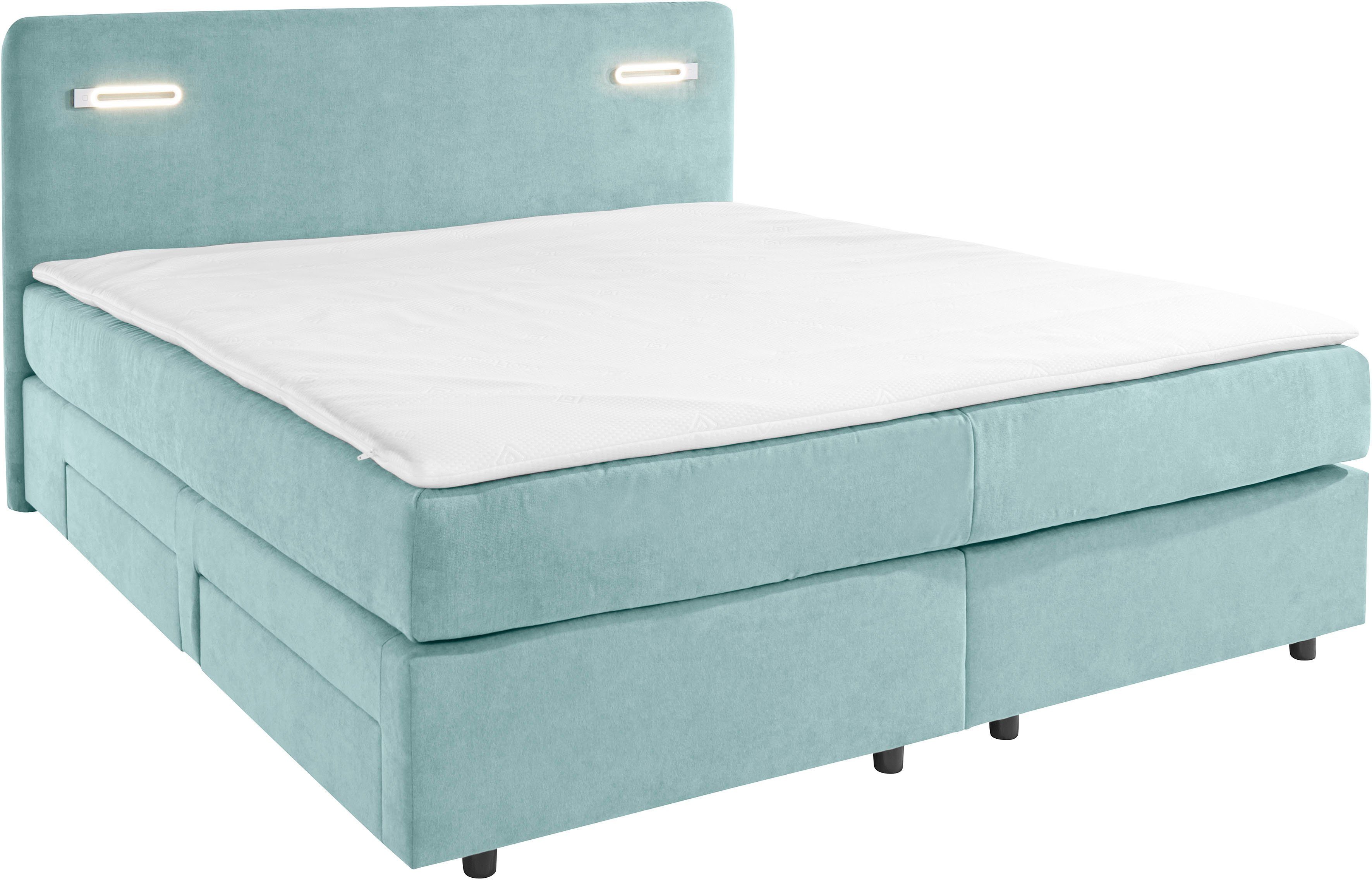 INOSIGN Boxspring Luan Laden, ledverlichting en topmatras, in breedte 120 cm en 180 cm