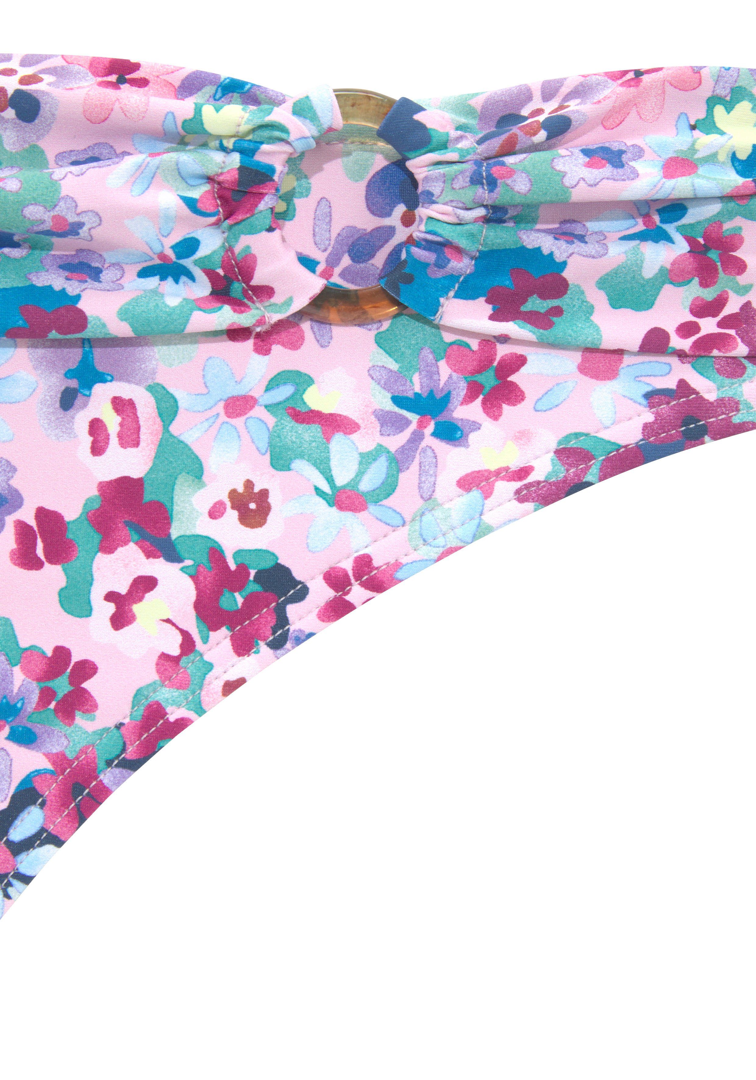 s.Oliver RED LABEL Beachwear Bikinibroekje Scatter floraal ontwerp, in hoornlook, van microvezel, met gerecycled polyamide