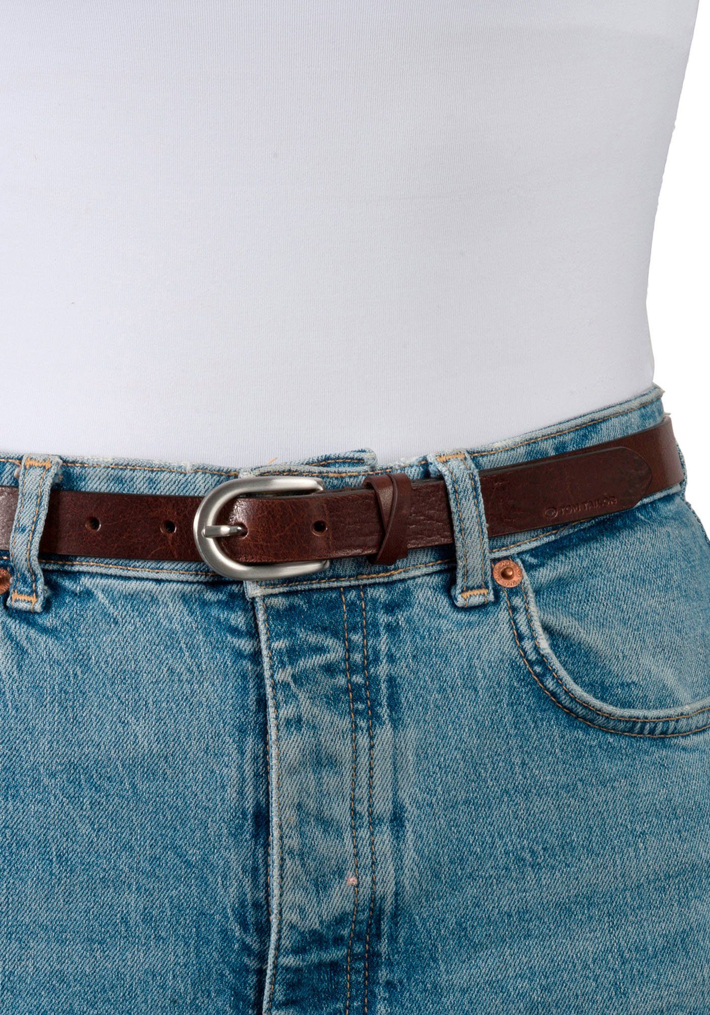 Tom Tailor Leren riem TTNELLY 2 cm brede damesriem, modieus veelzijdig