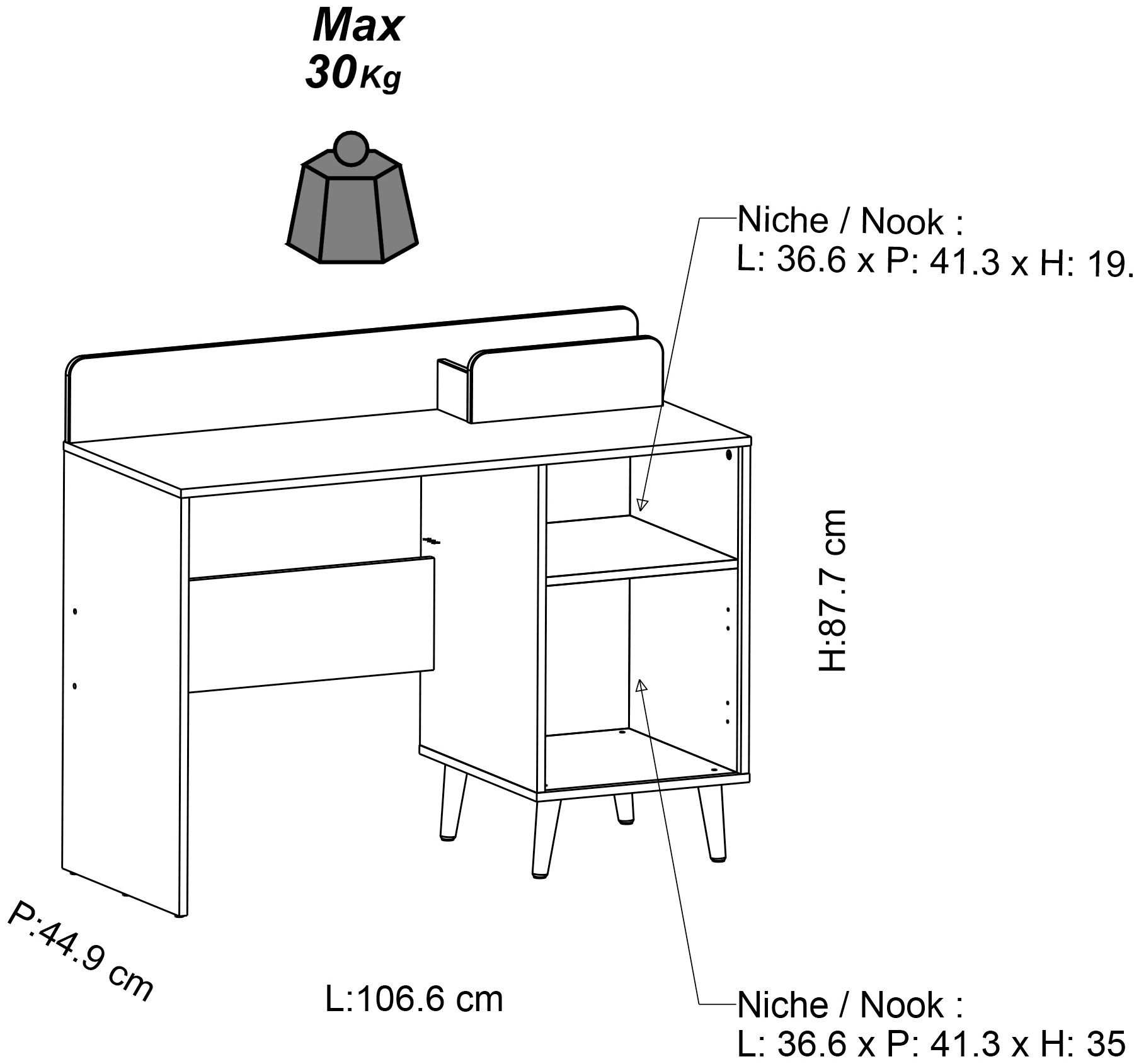 Demeyere GROUP Bureau Suzie Bureau 1 deur 1 plank