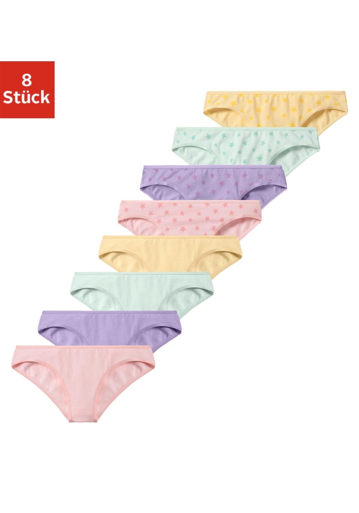 petite fleur Bikinibroekje met sterretjesprint en unikleur (set, 8 stuks)