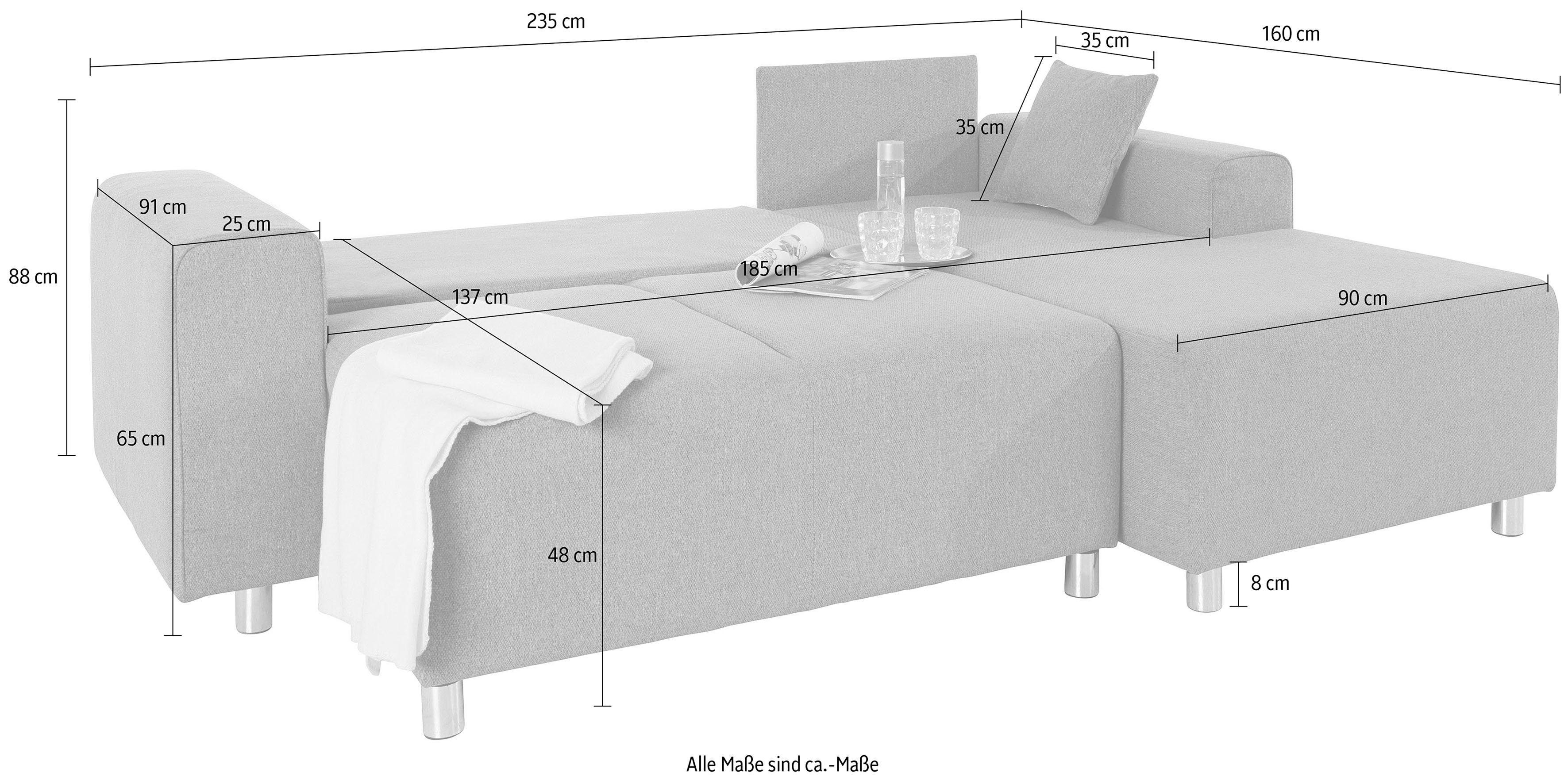 Guido Maria Kretschmer Home&Living Hoekbank Györ L-vorm, optioneel met bedfunctie en bedlade inclusief 2 sierkussens