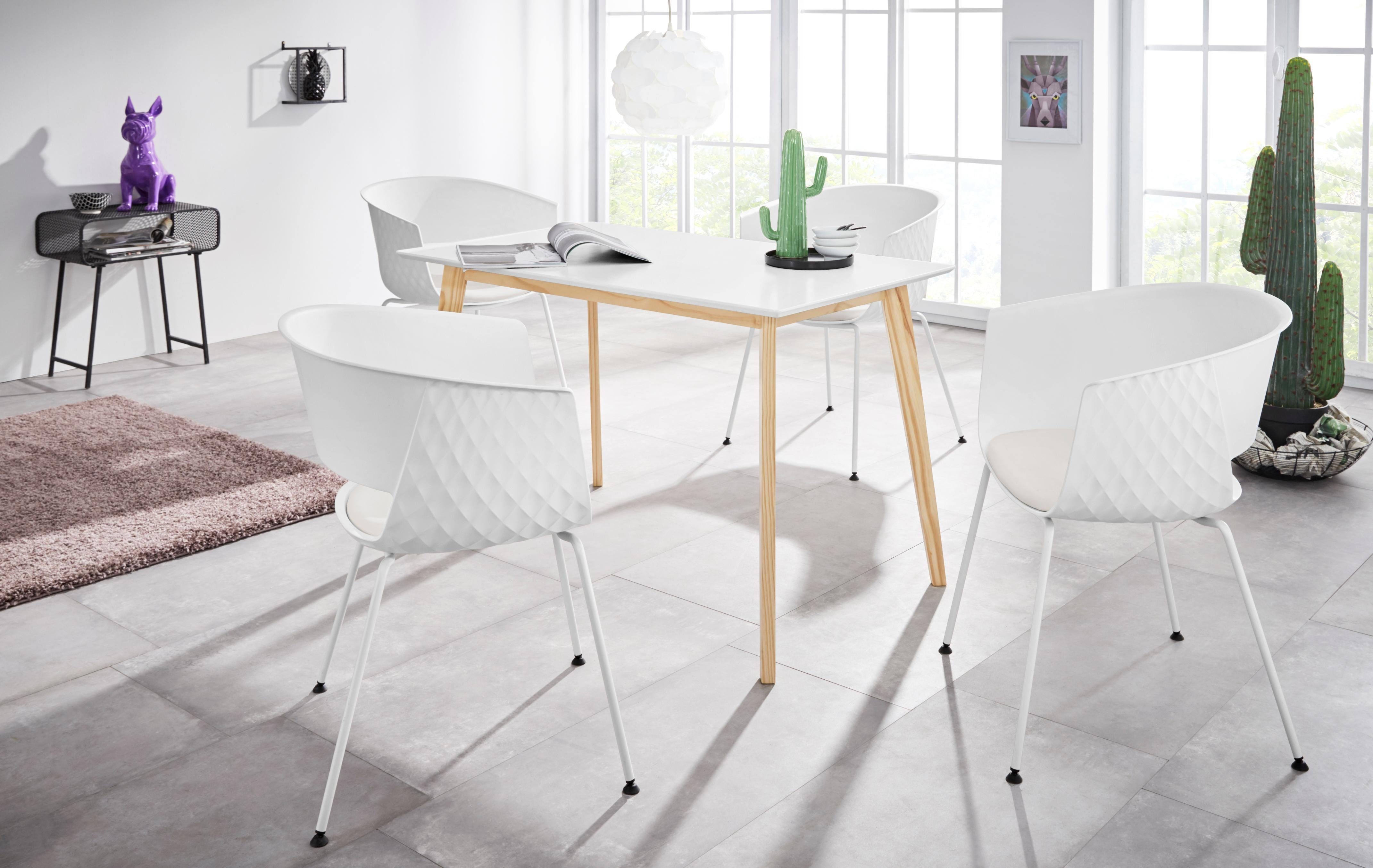 INOSIGN Eettafel Cody met poten van massief hout hoekig mdf-tafelblad, in 2 kleurvarianten