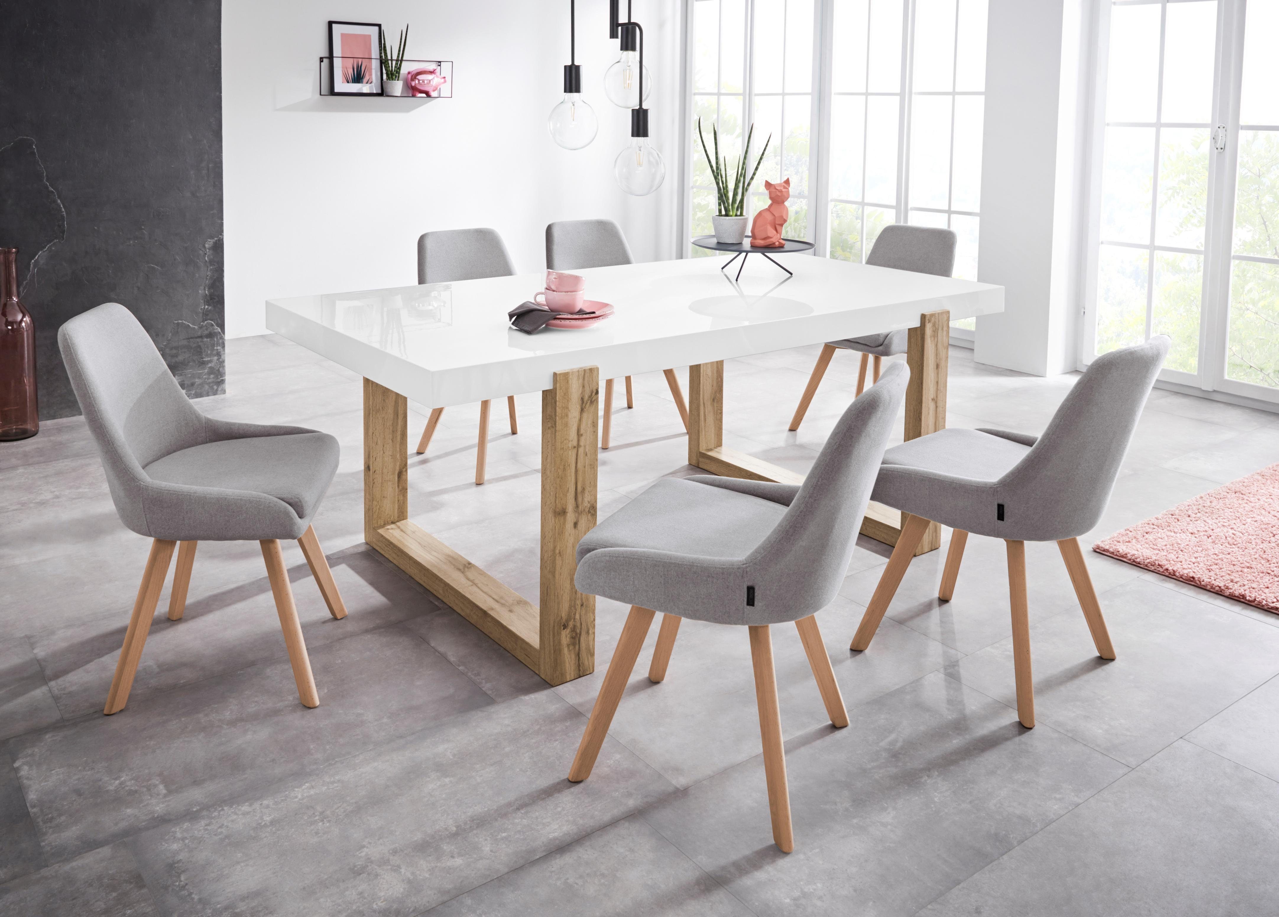 INOSIGN Eetkamerstoel Dilla, TOPSELLER! in sets van 1 en 2, bekleding van geweven stof, zithoogte 48 cm, keukenstoel