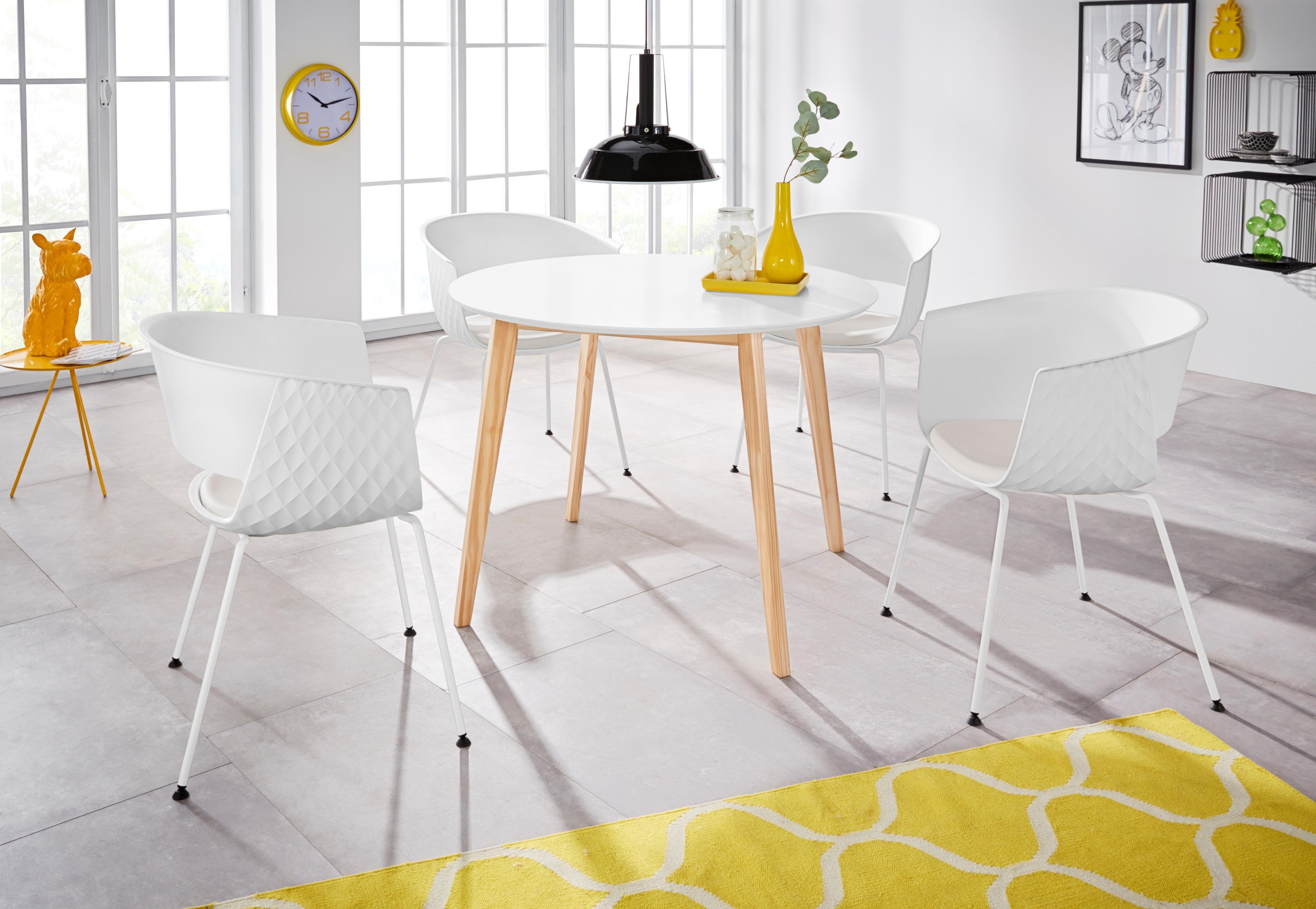 INOSIGN Eettafel Cody, TOPSELLER! Poten van massief hout, rond mdf-tafelblad, in 2 kleurvarianten