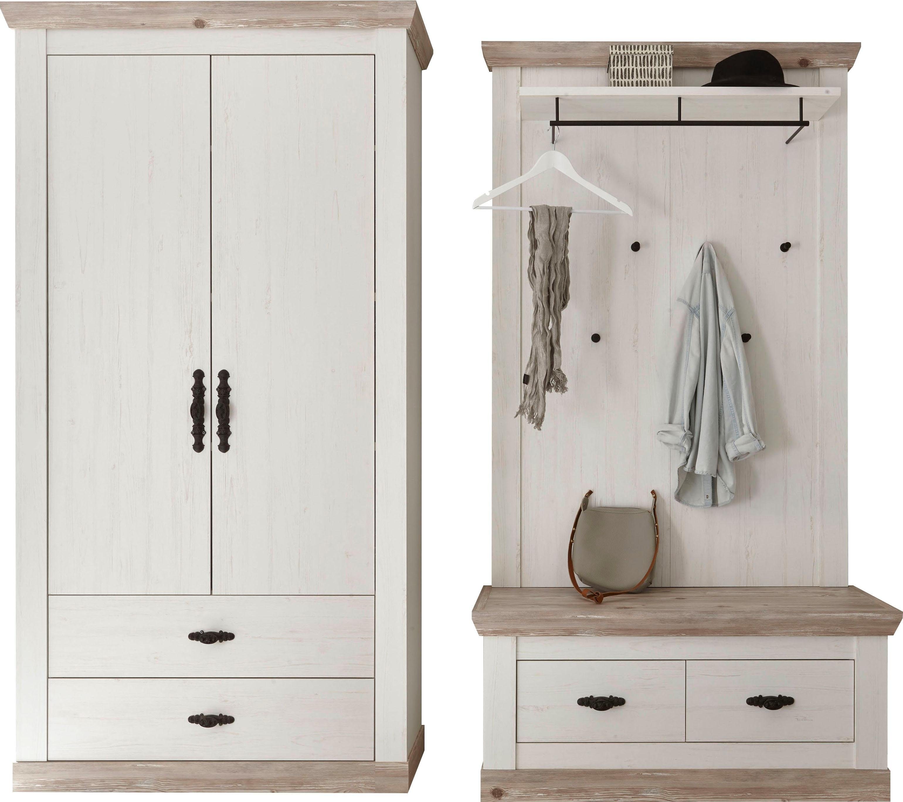 Home affaire Halmeubelset Florence bestaand uit 1 bank, 1 paneel en 1 kast (3-delig)