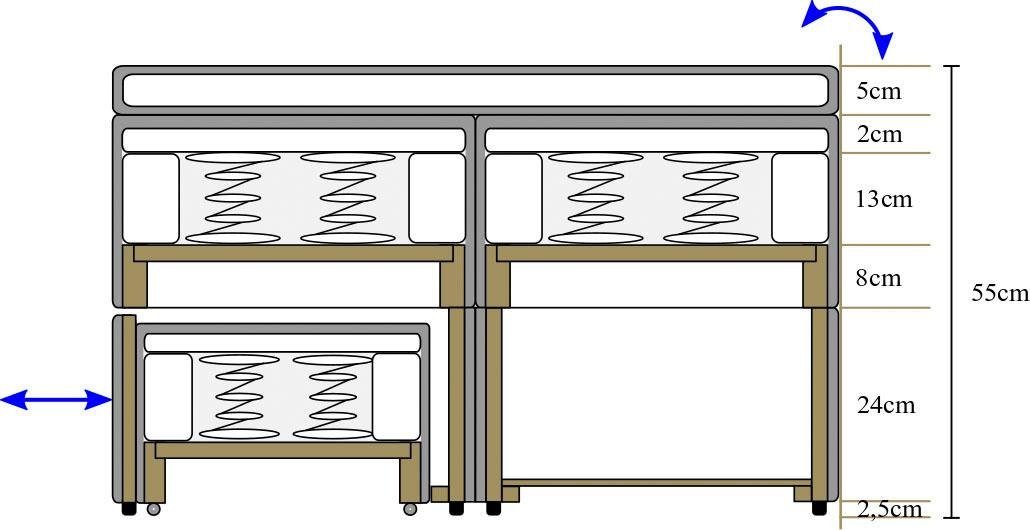 ATLANTIC home collection Boxspring Lotte met topmatras, bedkist en logeerbed