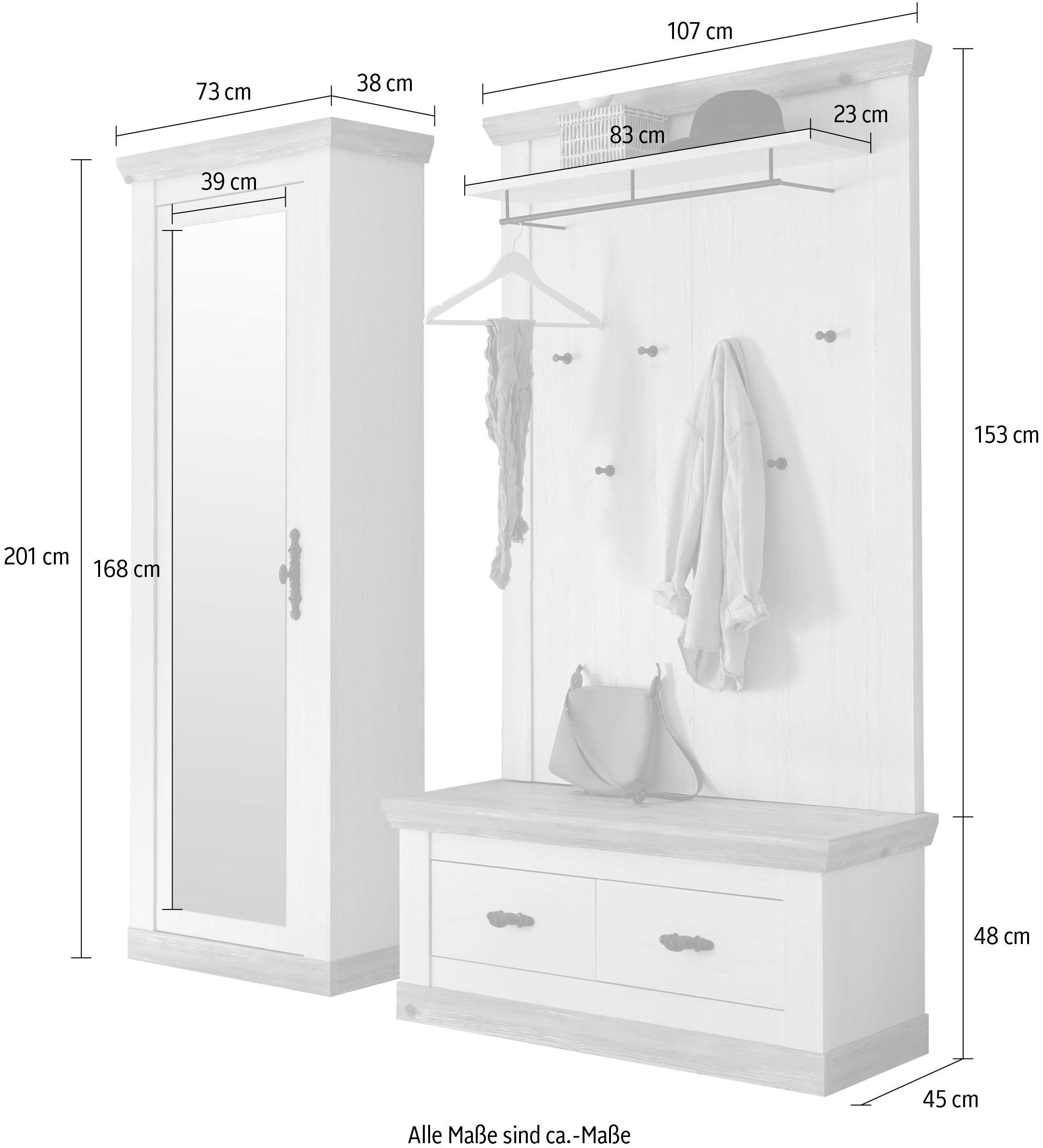 Home affaire Halmeubelset Florence in de romantische landhuislook (3-delig)