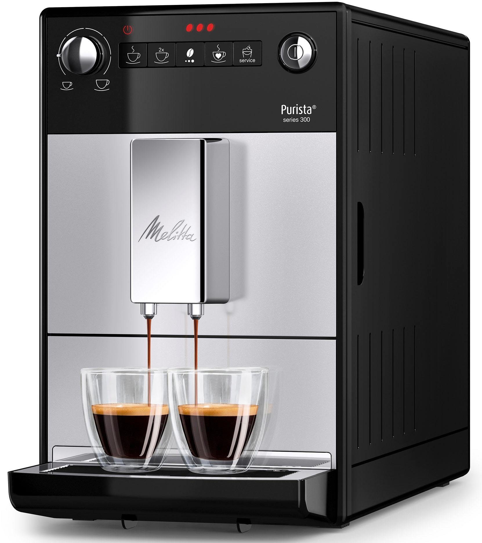 Melitta Volautomatisch koffiezetapparaat Purista® F230-101, zilverkleur/zwart, Favoriete koffie-functie, compact & extra geruisloos