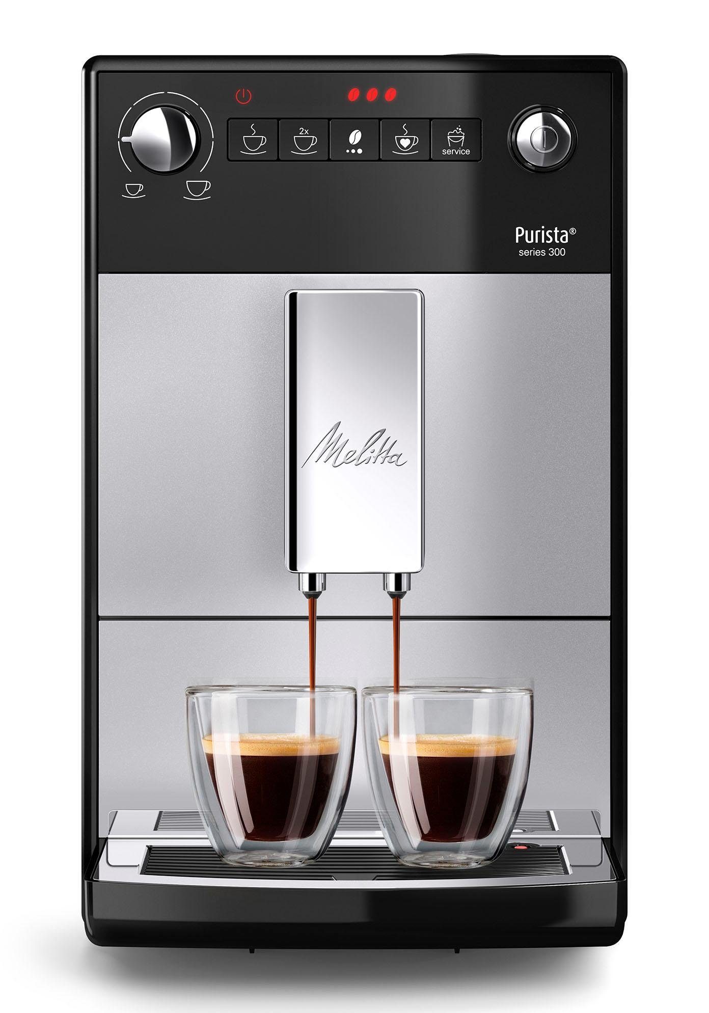 Melitta Volautomatisch koffiezetapparaat Purista® F230-101, zilverkleur/zwart, Favoriete koffie-functie, compact & extra geruisloos