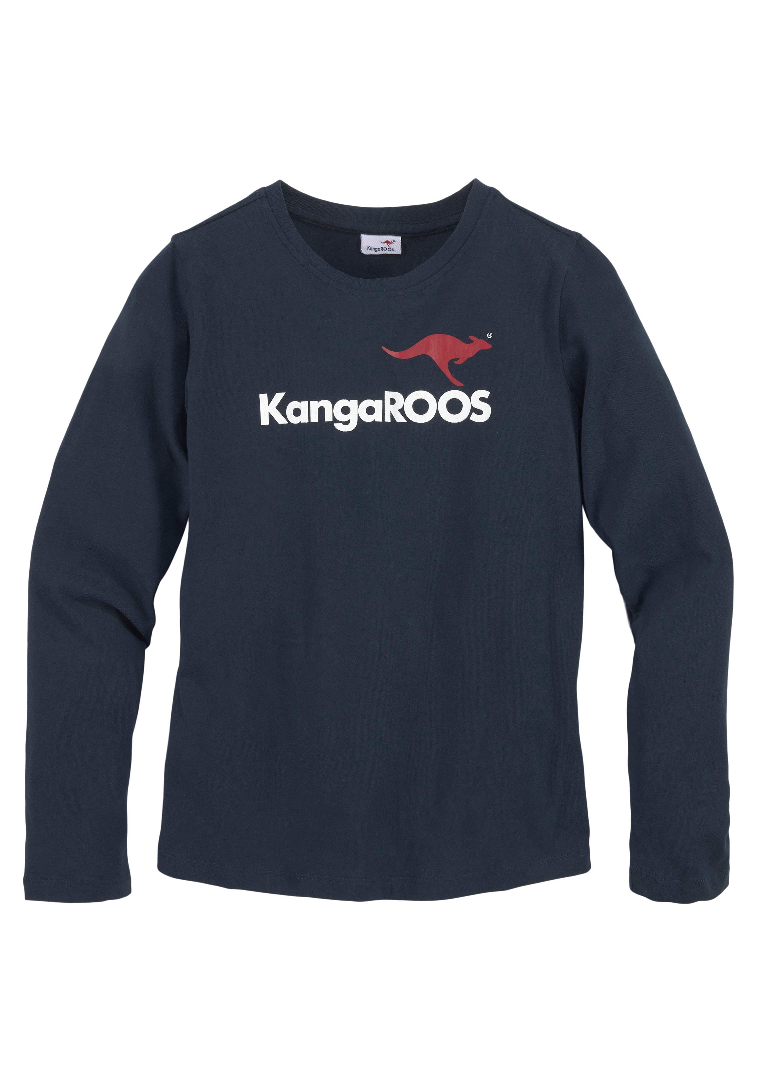 KangaROOS Shirt met lange mouwen BASIC LOGO Lange mouw, met vrolijke print, ronde halslijn, van katoen