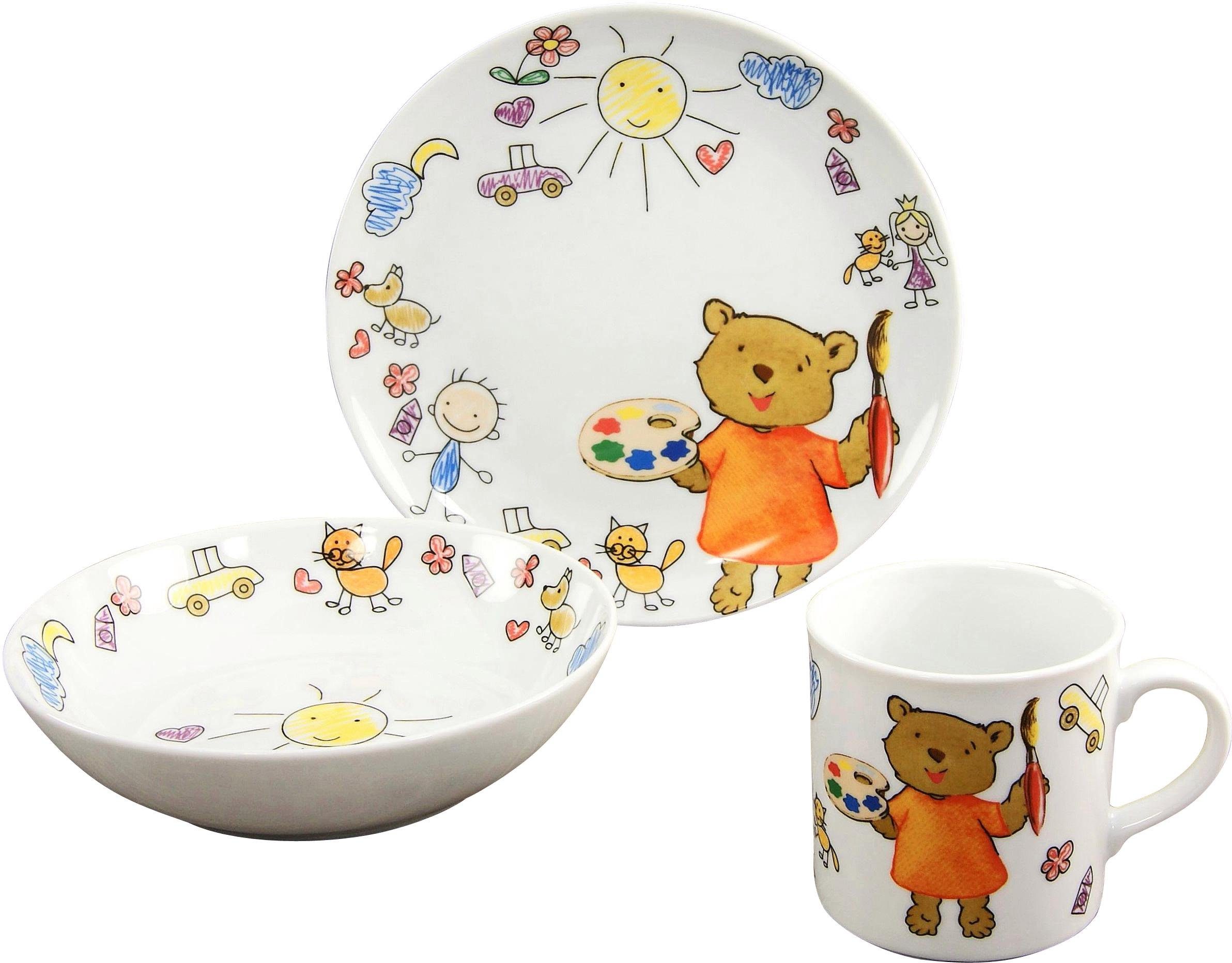 CreaTable kinderservies, porselein, 3-delig, Teddy