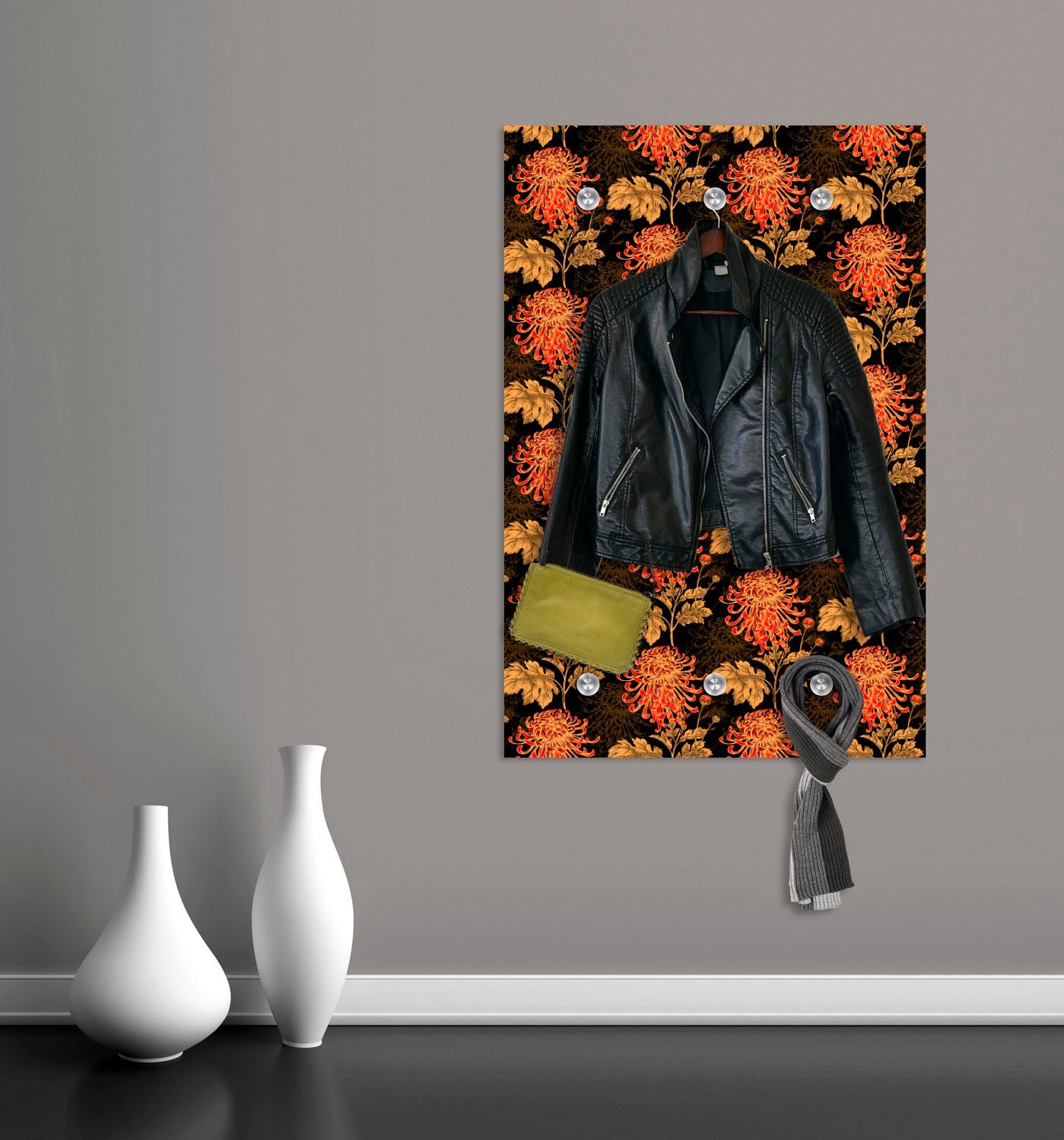 queence Kapstok Bloemen met 6 haken, 80 x 120 cm