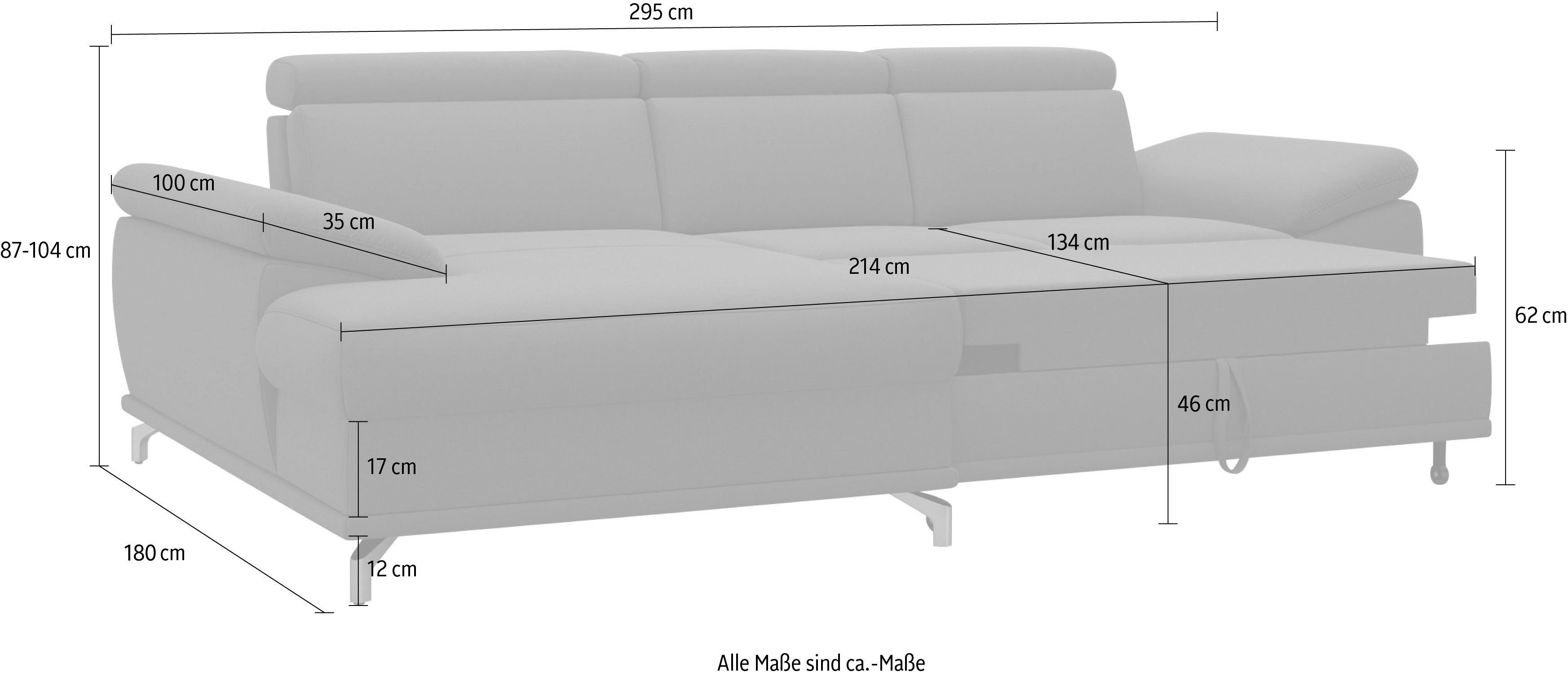 sit&more Hoekbank Cabrio L-vorm, met zitdiepteverstelling, arm- en hoofdsteunverstelling