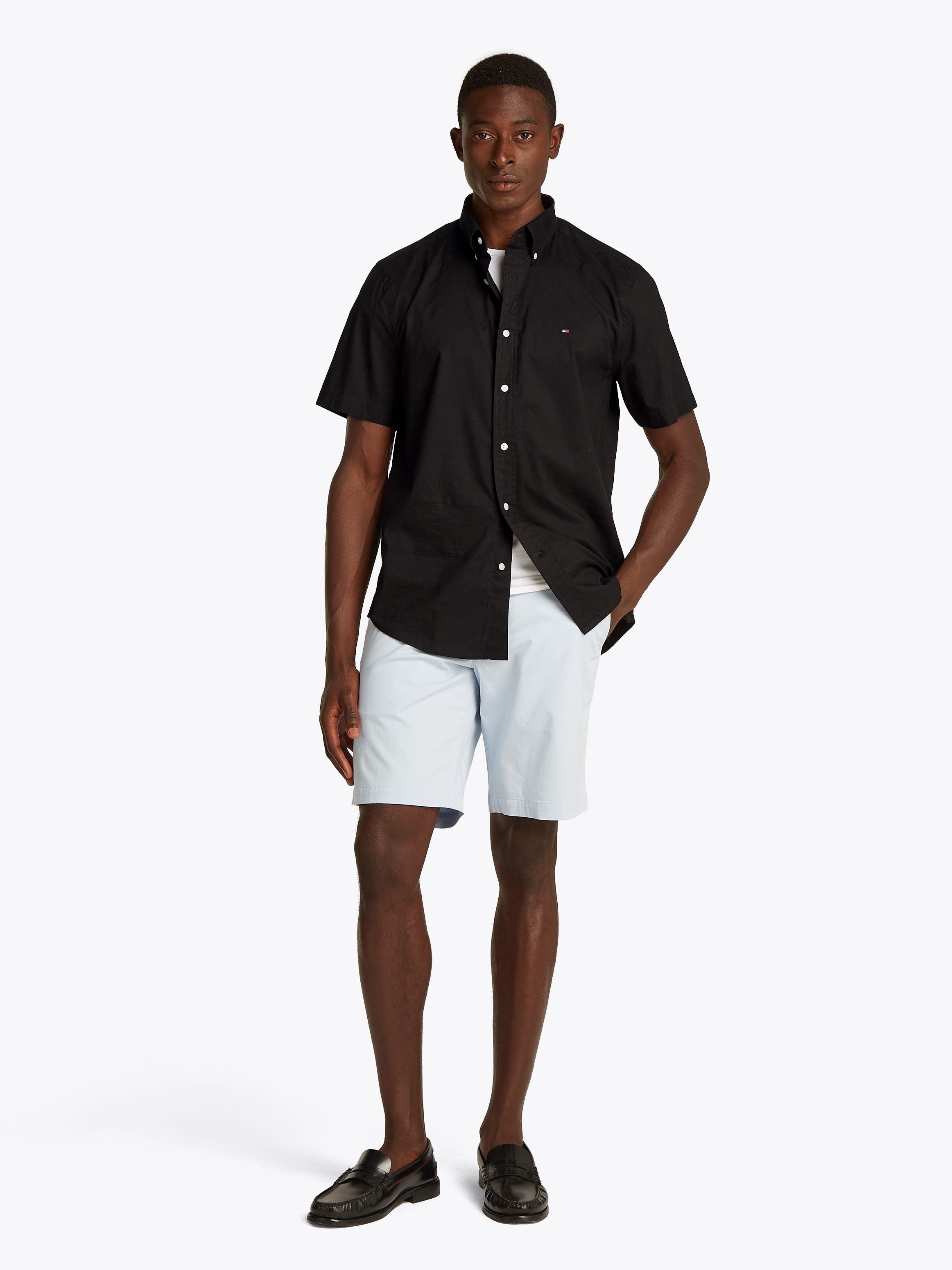 Tommy Hilfiger Overhemd met korte mouwen FLEX POPLIN SOLID S/S SHIRT