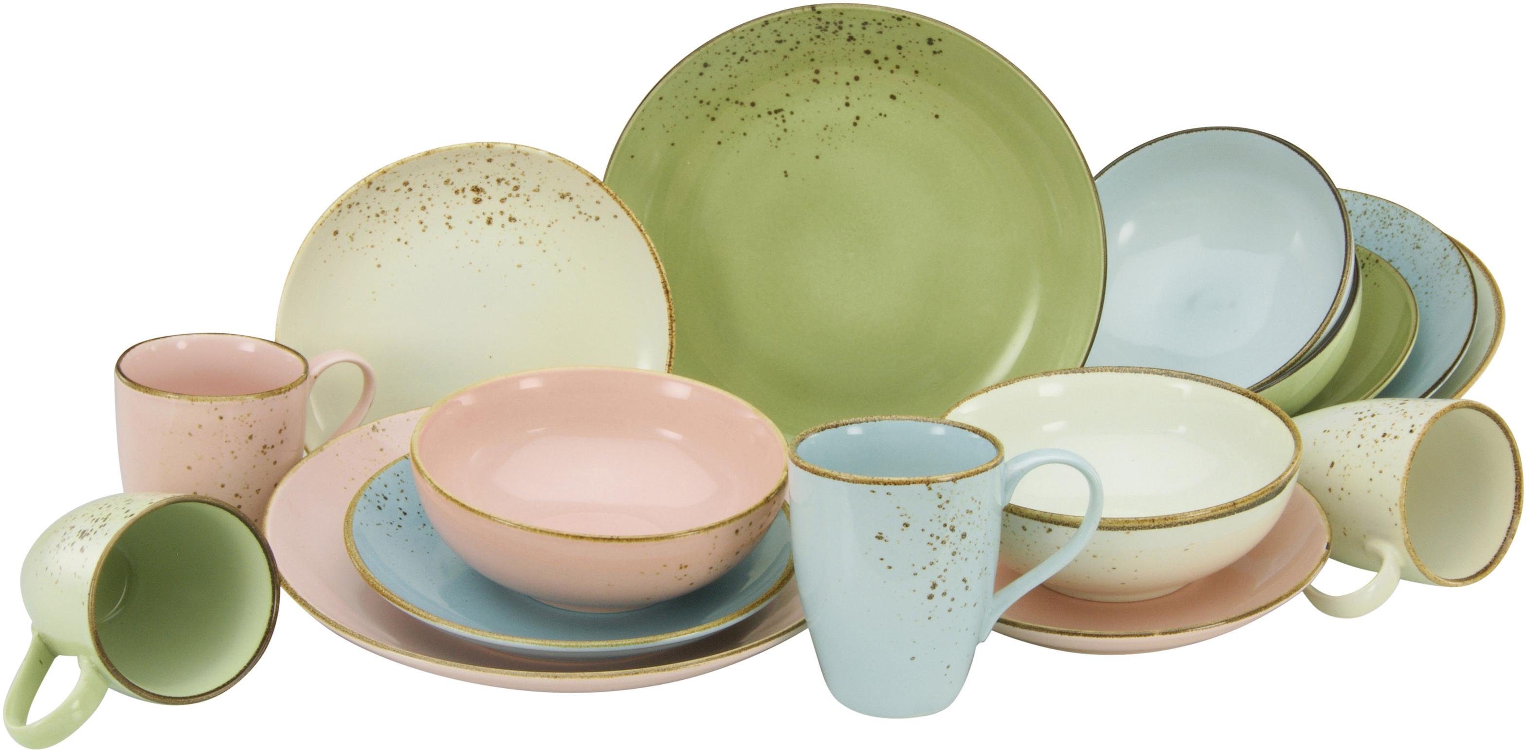 Otto CreaTable Combi-servies NATURE COLLECTION Pastell Servies. pasteltinten. 16 delen. voor 4 personen (set. 16-delig) aanbieding