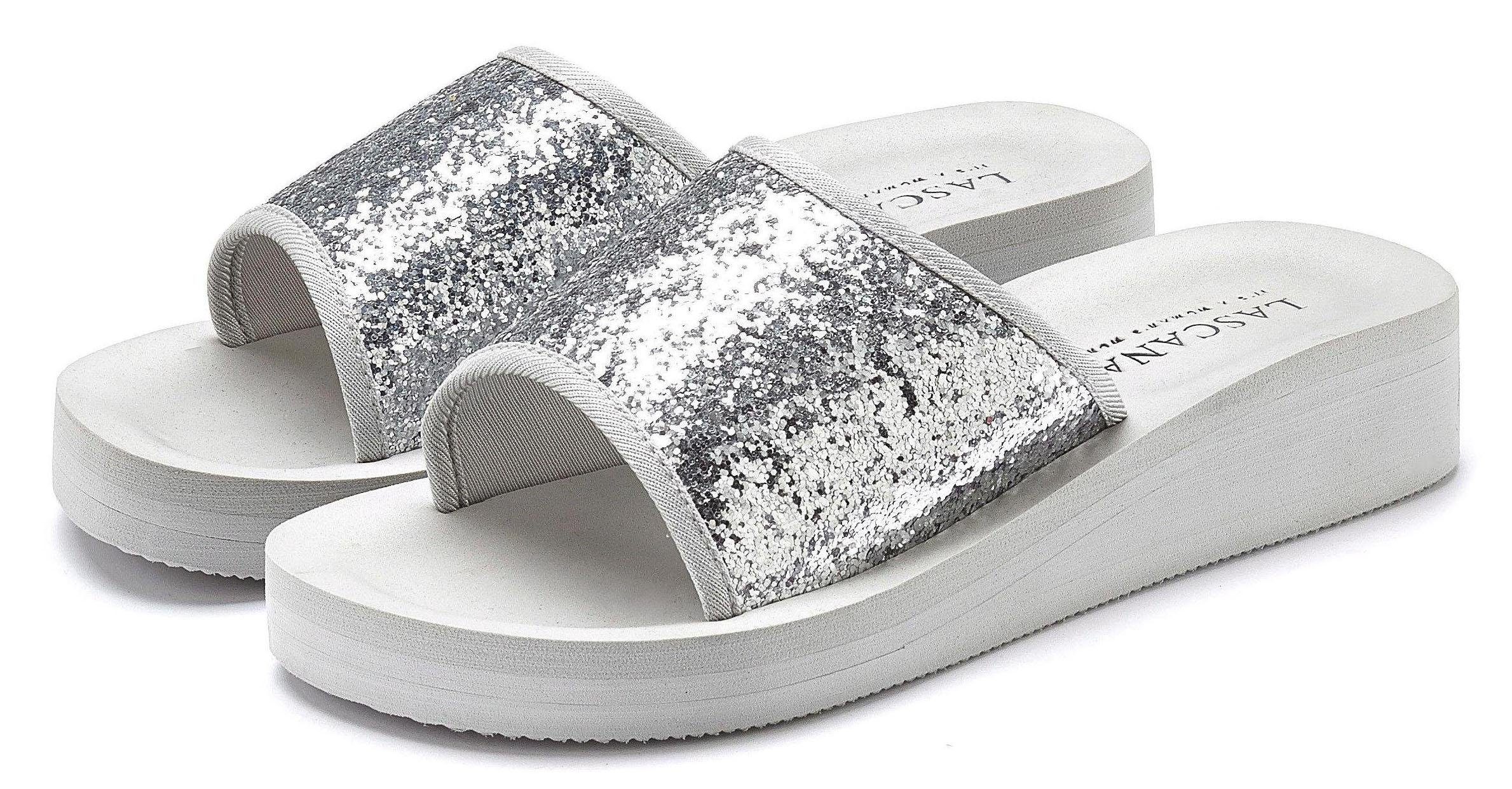 Glitter-look sleehakken in de kleur beige voor dames | KLEDING.nl