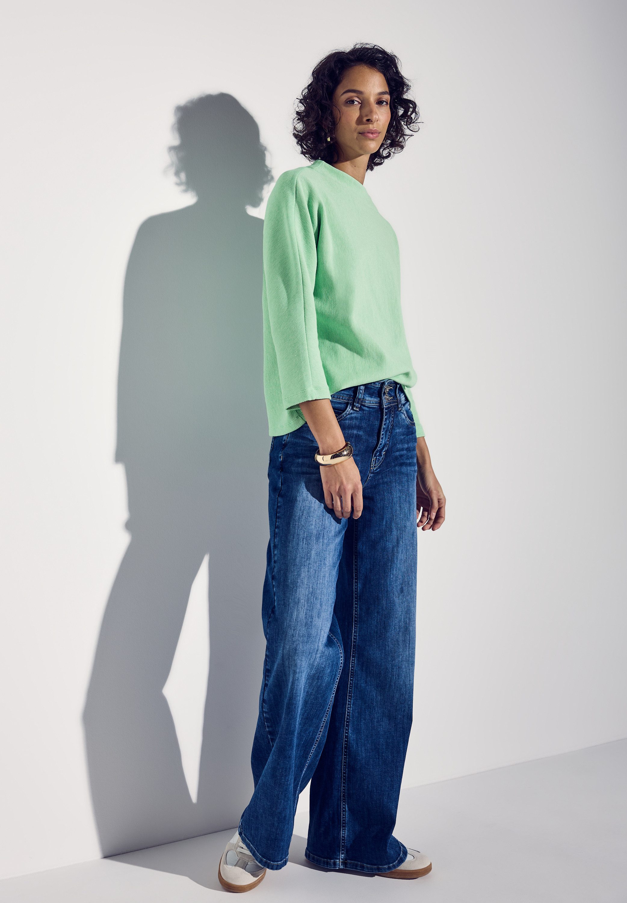 STREET ONE Shirt met 3/4 mouwen 3/4 mouw met fijne structuur