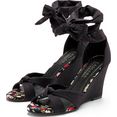 lascana highheel sandaaltjes met sleehak en aantrekkelijke vetersluiting zwart