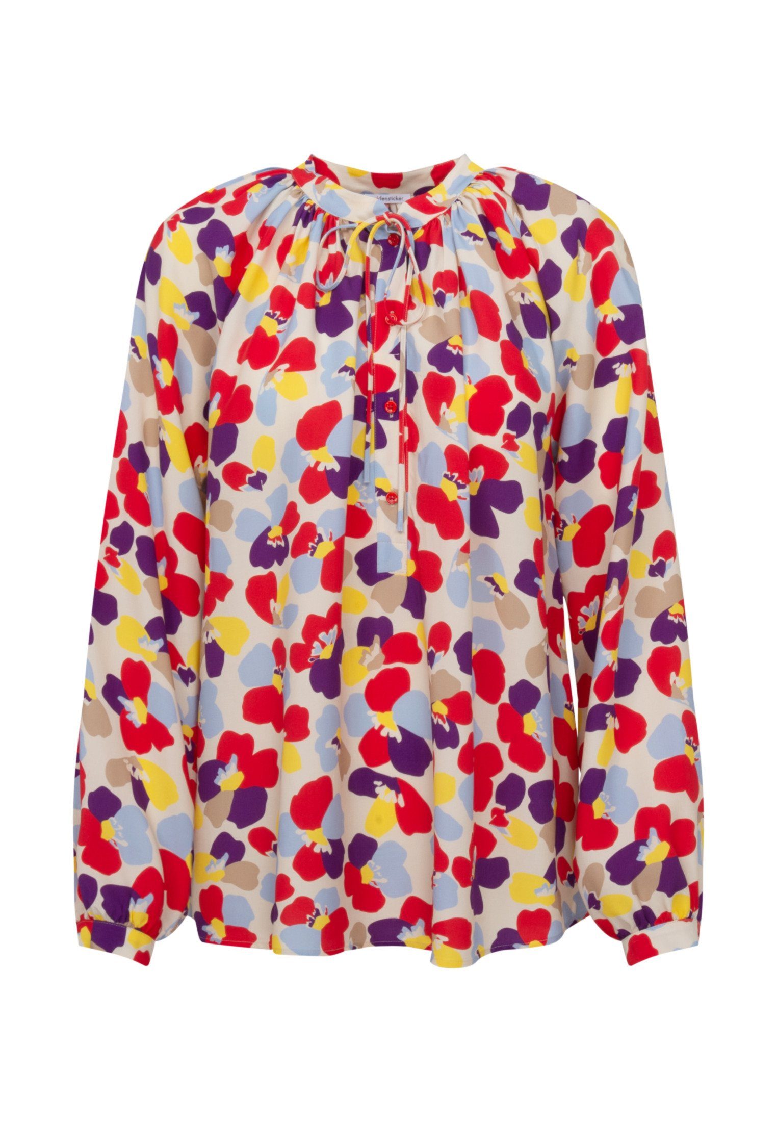 seidensticker Klassieke blouse Zwarte roos Lange mouwen kraag print