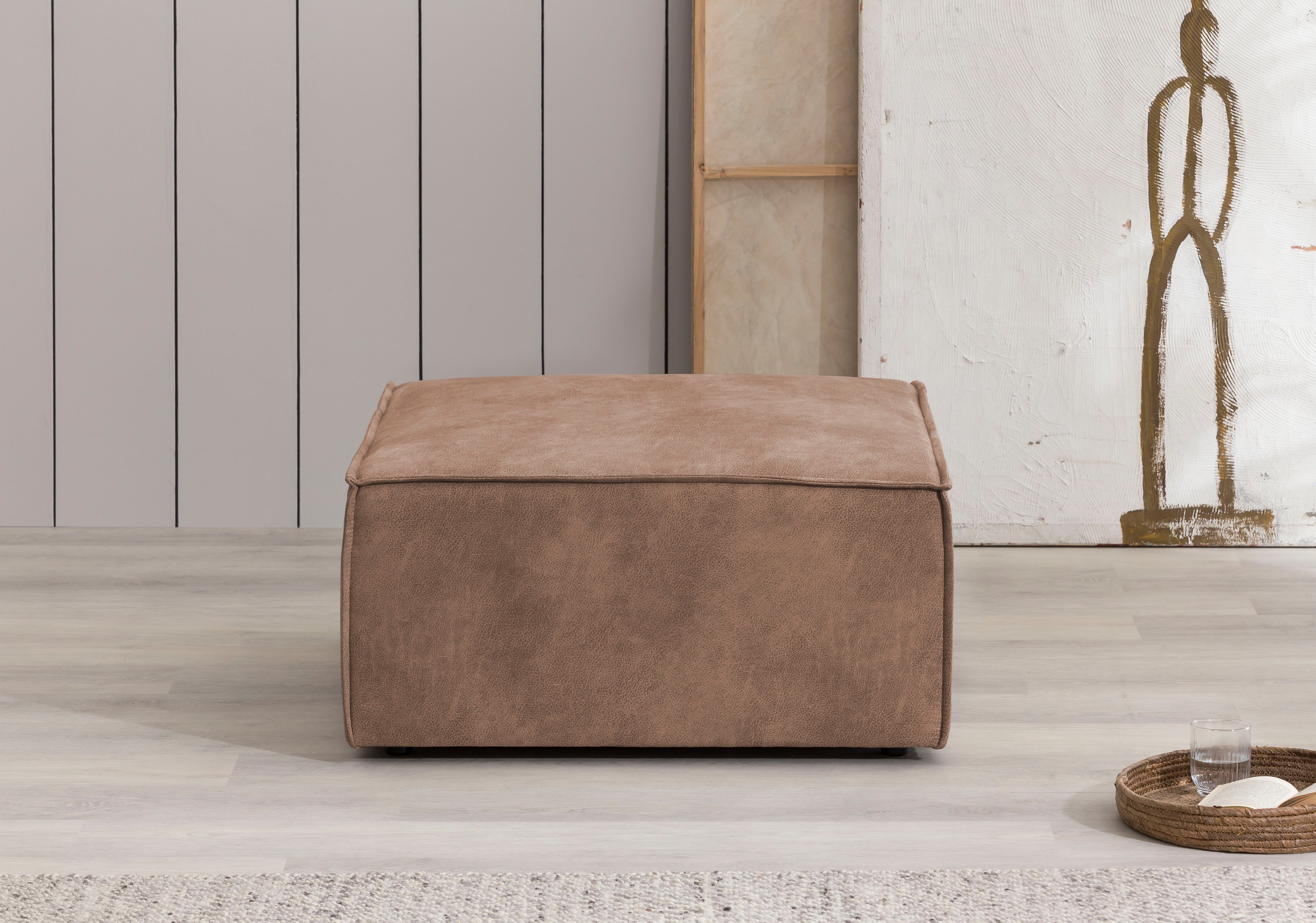 Home affaire Hocker Sherwood Vierkante poef/voetenbank, ideale als aanvulling op de "SHERWOOD" love seat hockers bruin