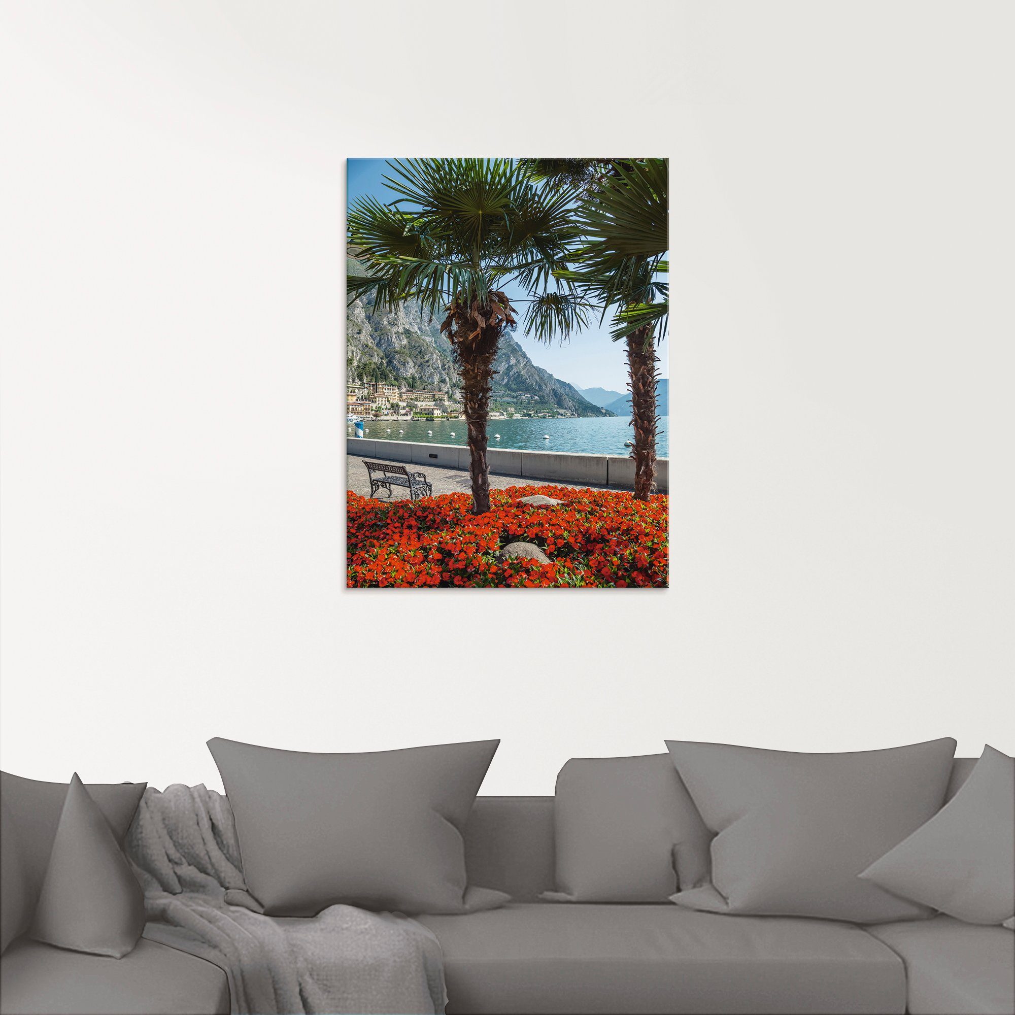 Artland Print op glas Gardameer Limone sul in verschillende maten