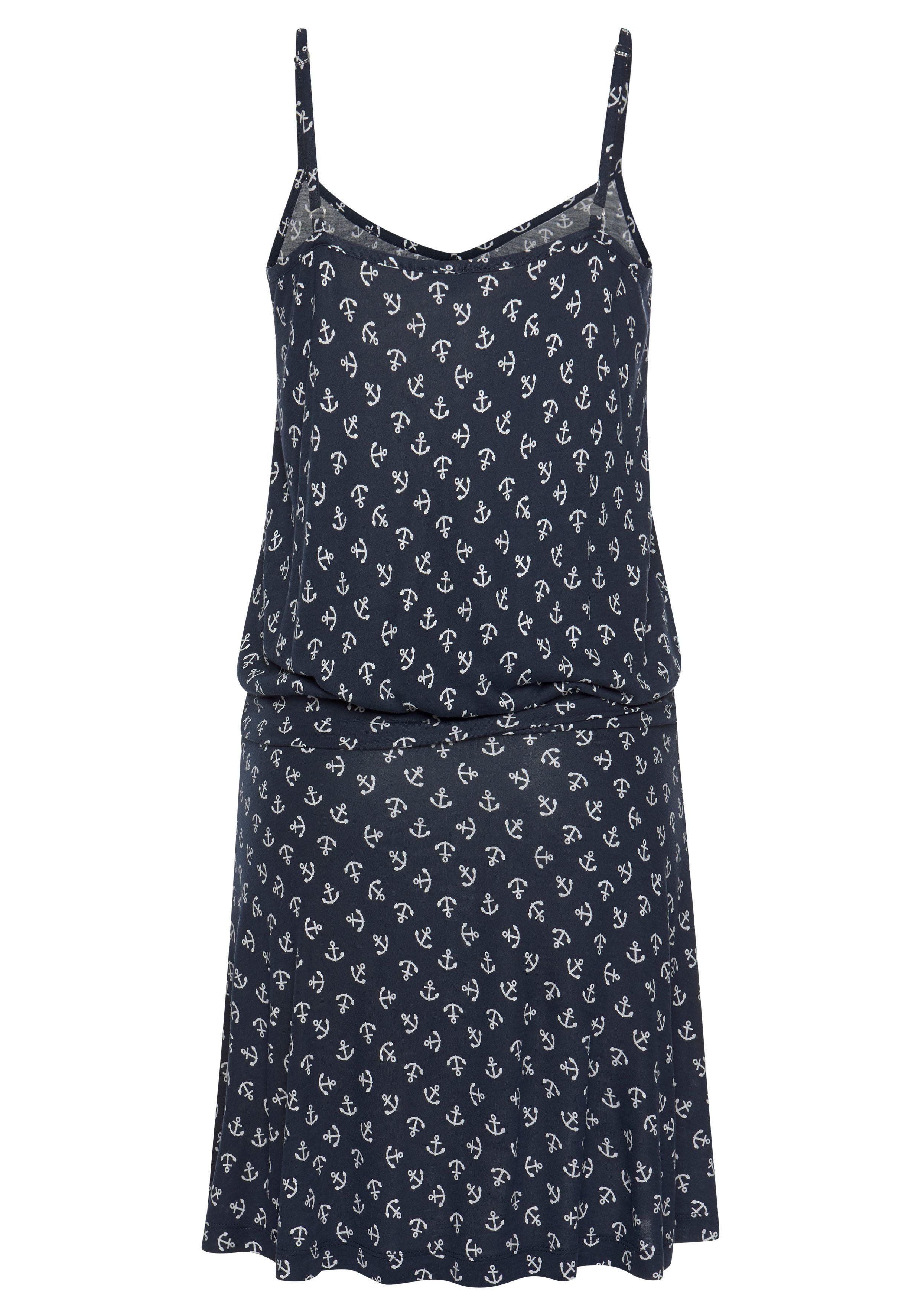 Beachtime Strandjurk met anker-print en verstelbare bandjes, zomerjurk, jersey jurk