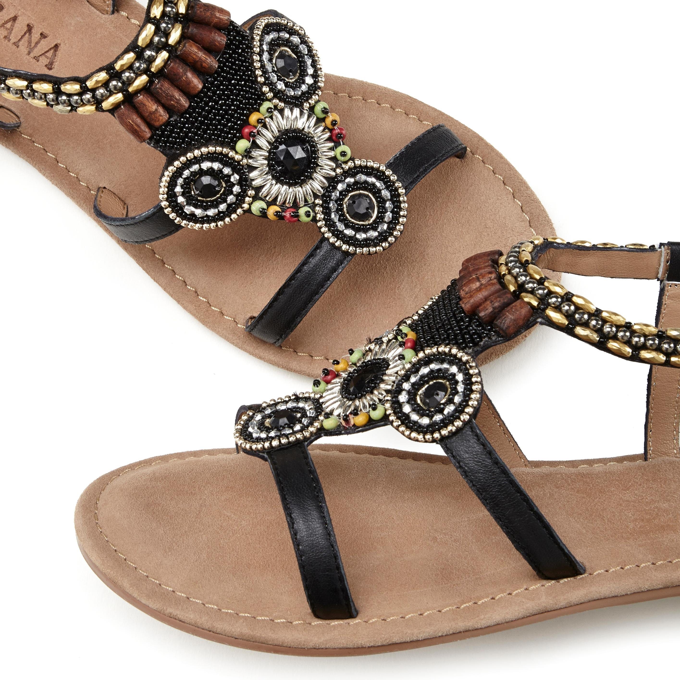 Lascana Sandalen Zomerschoen Sandalette, zomerschoen van leer met steentjes in glinsterende look