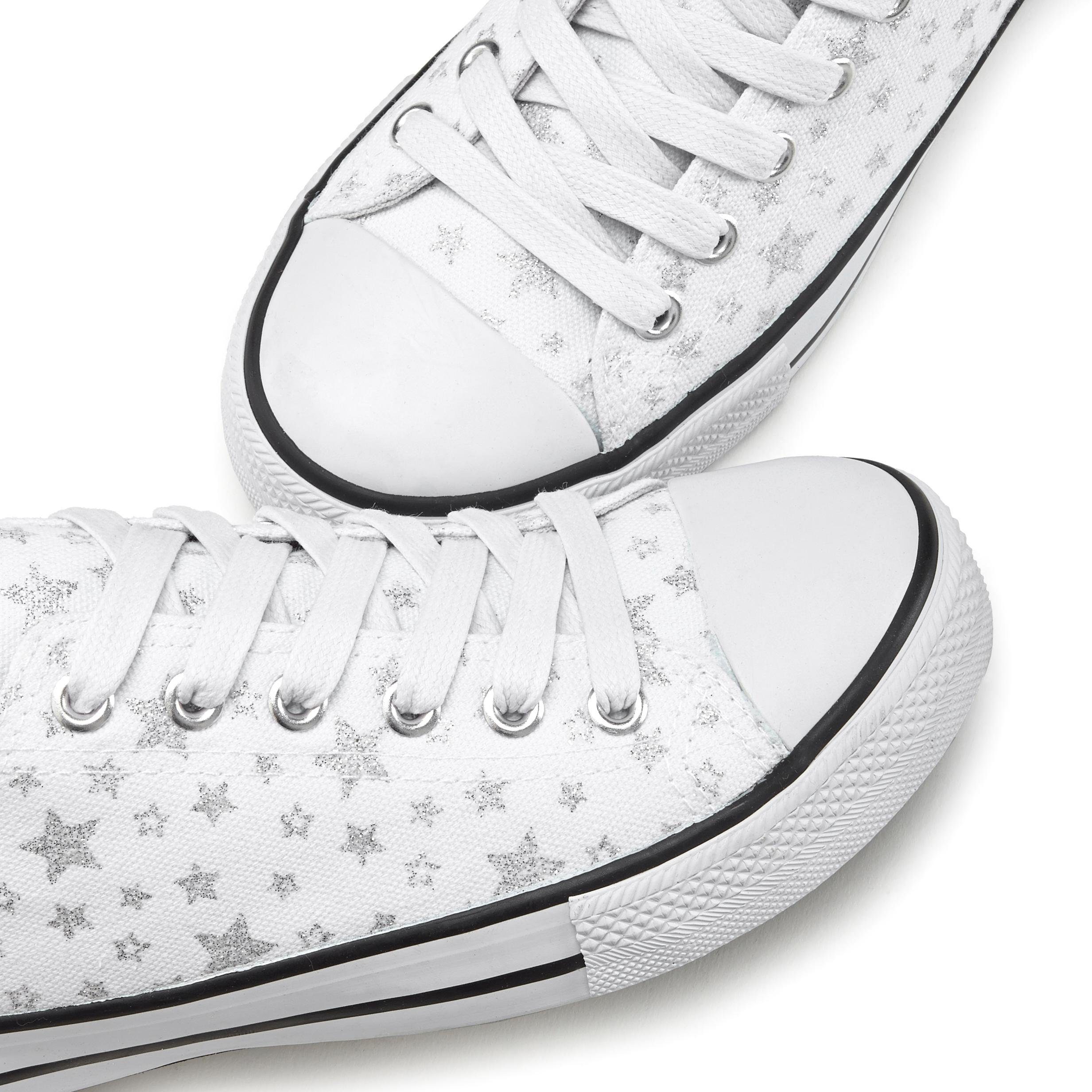 Lascana Sneakers met sterrenprint in glitter-look, vrijetijdsschoen, veterschoen