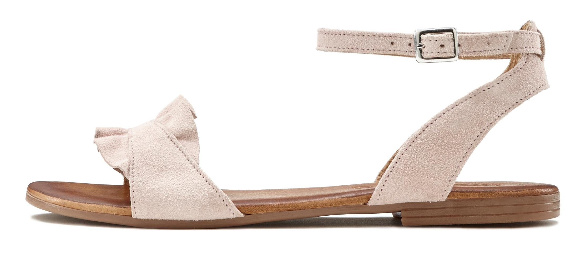 Lascana Sandalen Zomerschoen Sandalette, zomerschoen van hoogwaardig leer met kleine ruches