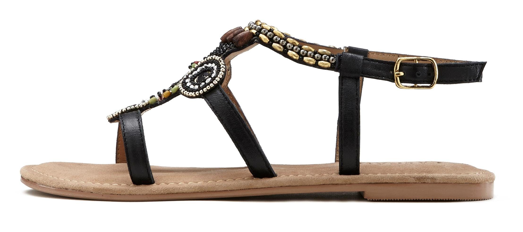 Lascana Sandalen Zomerschoen Sandalette, zomerschoen van leer met steentjes in glinsterende look