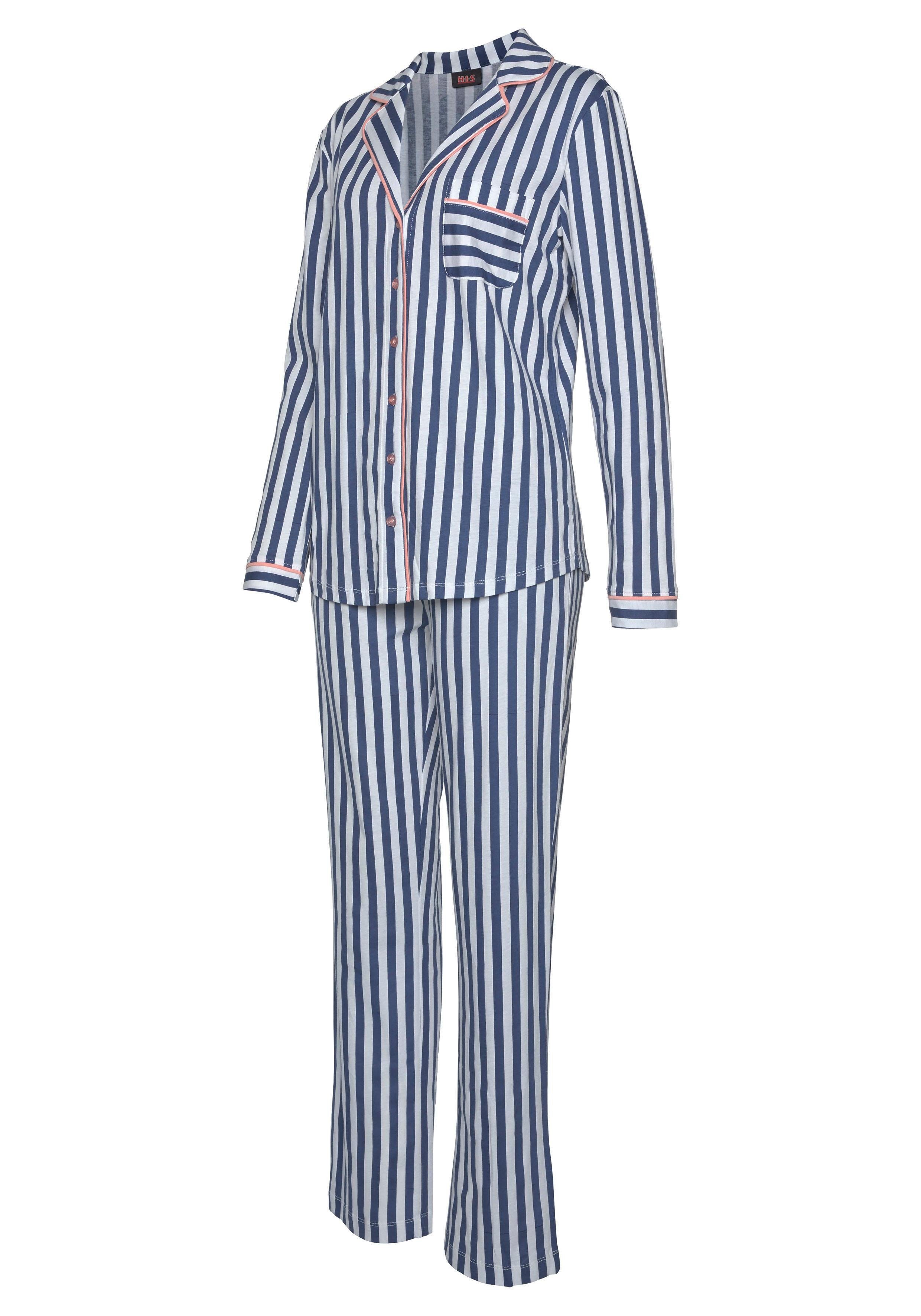 H.I.S Pyjama in een klassiek model met streepdessin (2-delig, 1 stuk)