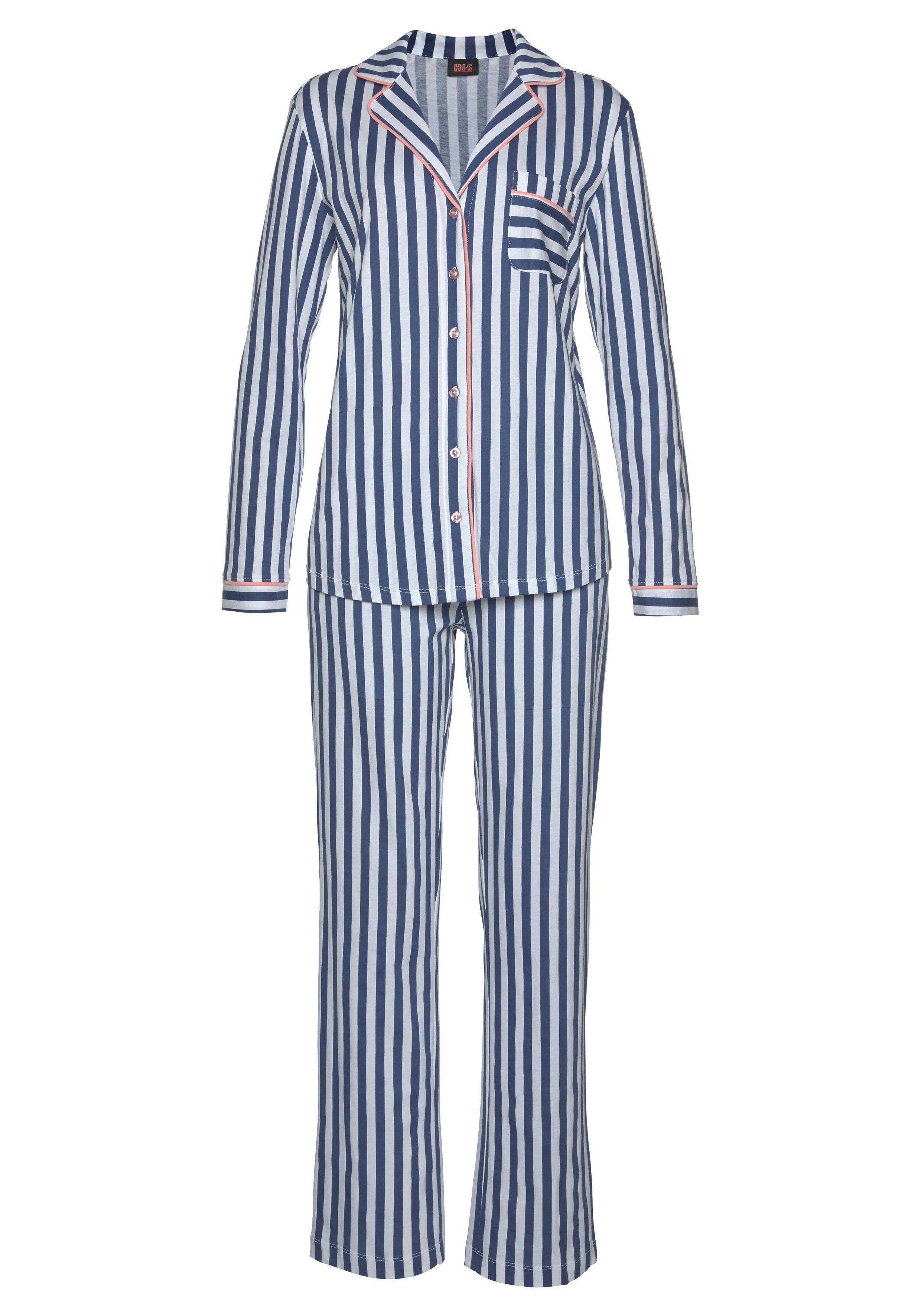 H.I.S Pyjama in een klassiek model met streepdessin (2-delig, 1 stuk)
